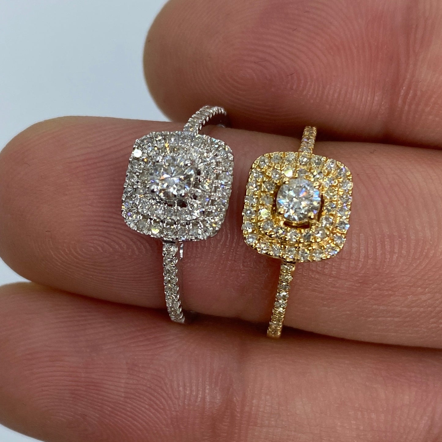 14K Wide Square With Large Center Stone Diamond Engagement Ring