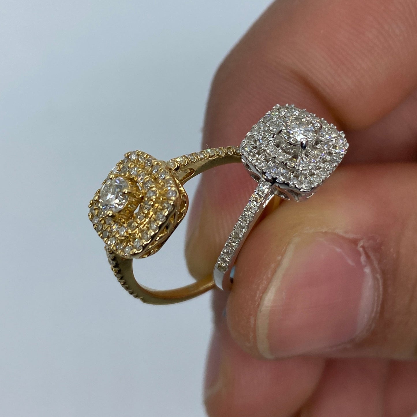 14K Wide Square With Large Center Stone Diamond Engagement Ring