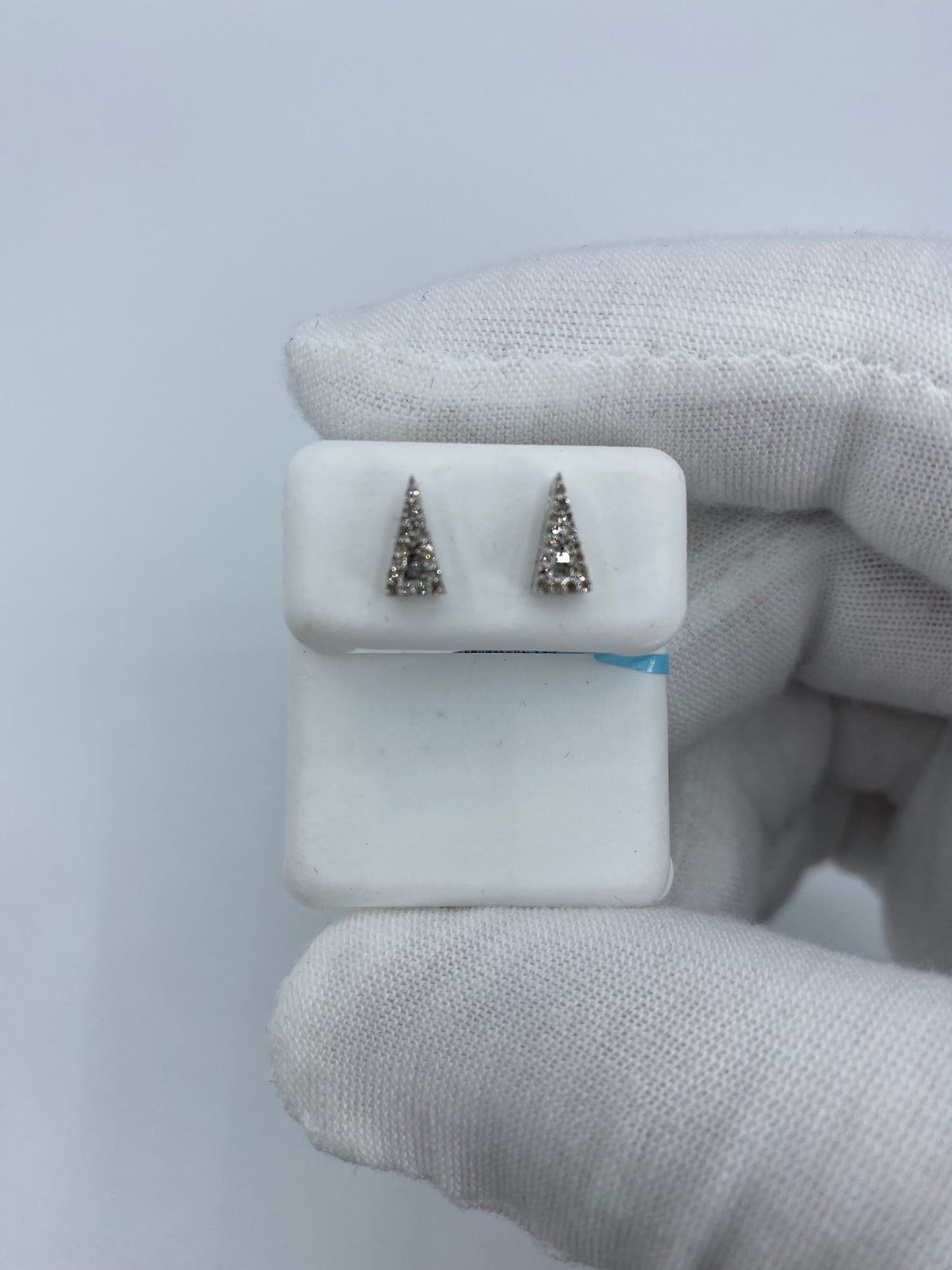 14K Small Isosceles Triangle Diamond Baguette Earrings