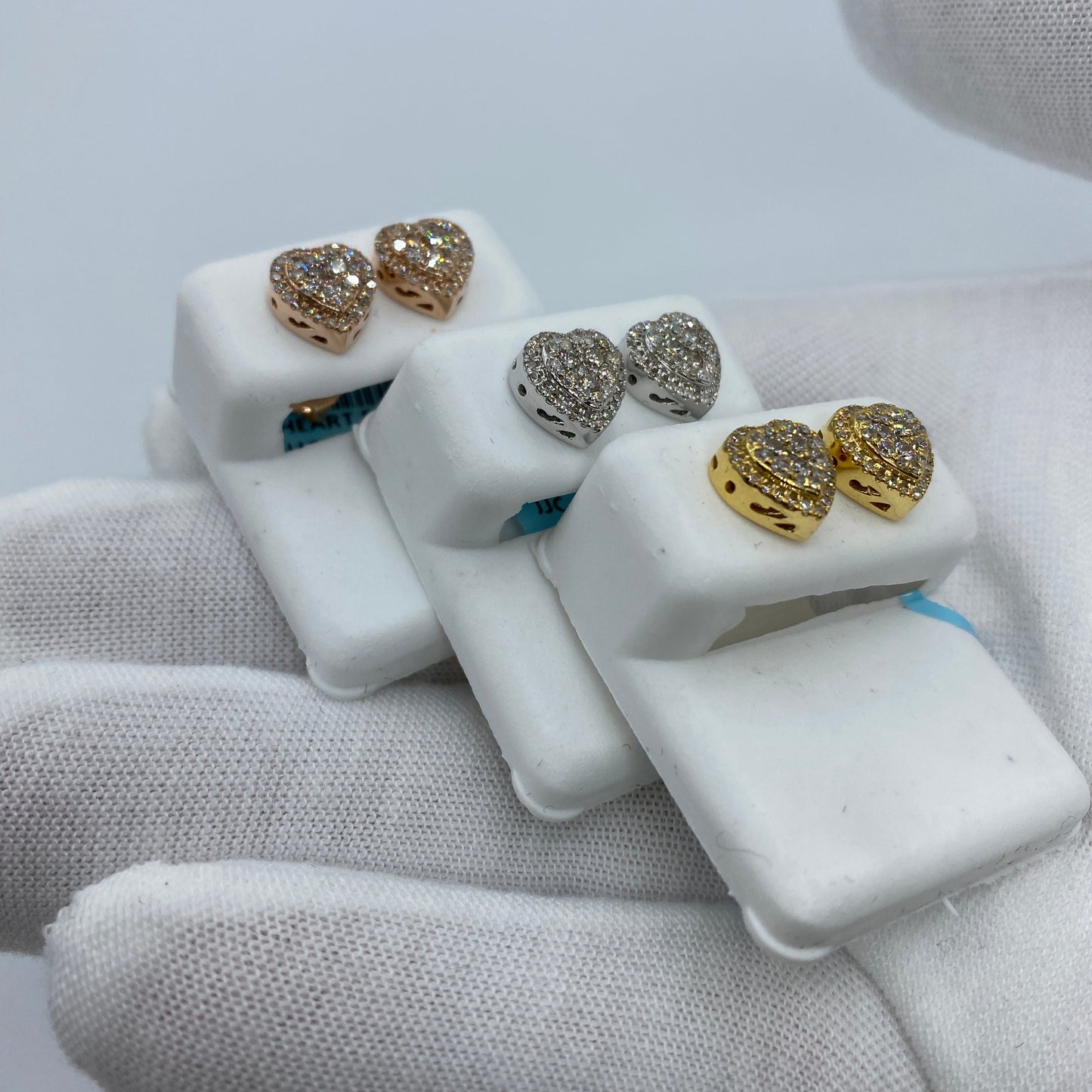 14K Halo Heart Diamond Earrings