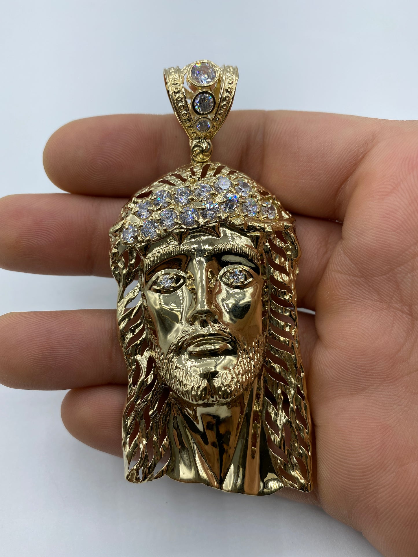 14K Jesus Head Pendant 3.5"