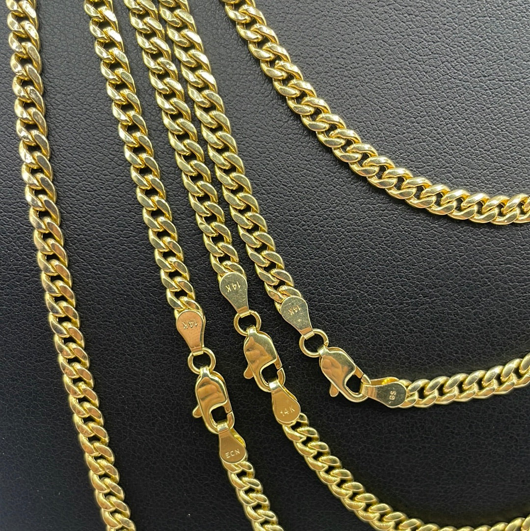 Miami Cuban Link Chain Real 14K Yellow Gold Full Collection