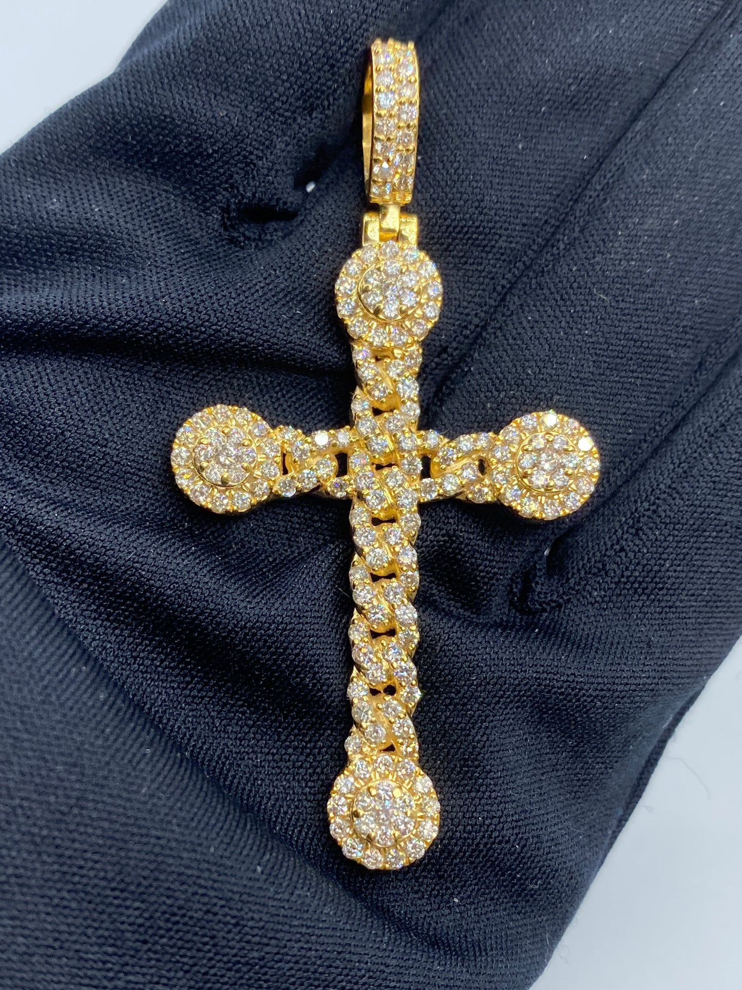 10K Cuban Cross Diamond Pendant