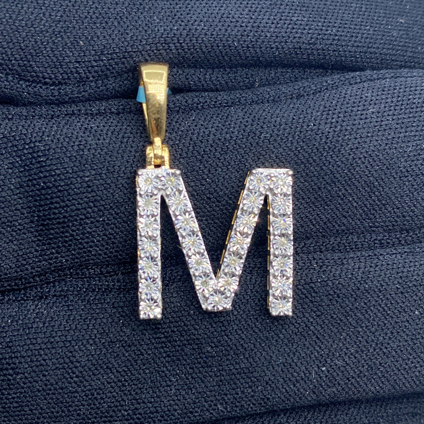 14k Single Stone Initial M Pendant