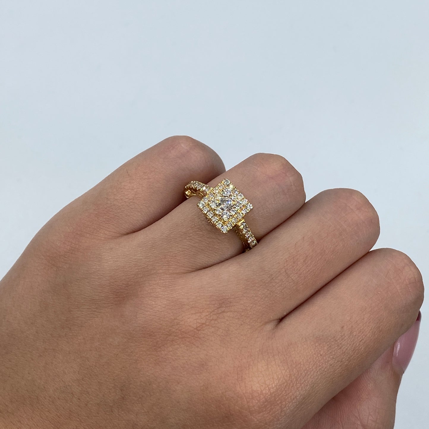 14K Square Diamond Engagement Ring