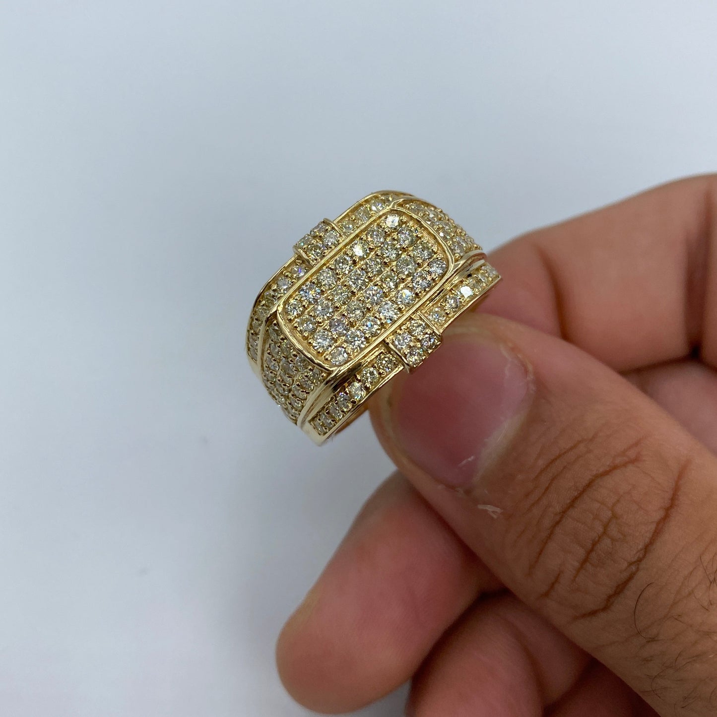 14K Rectangle Egyptian Diamond Ring