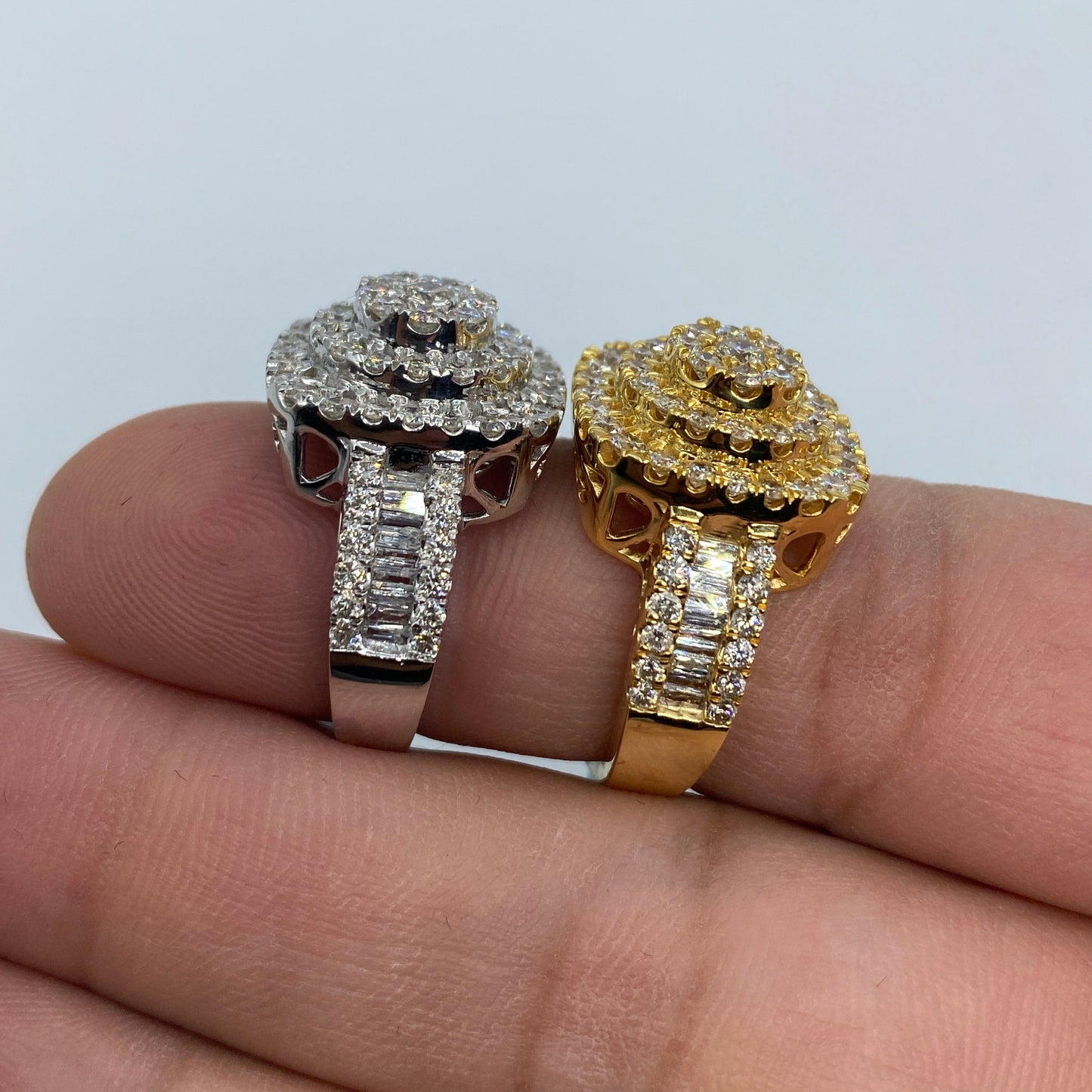 14K Square Cake Diamond Baguette Ring