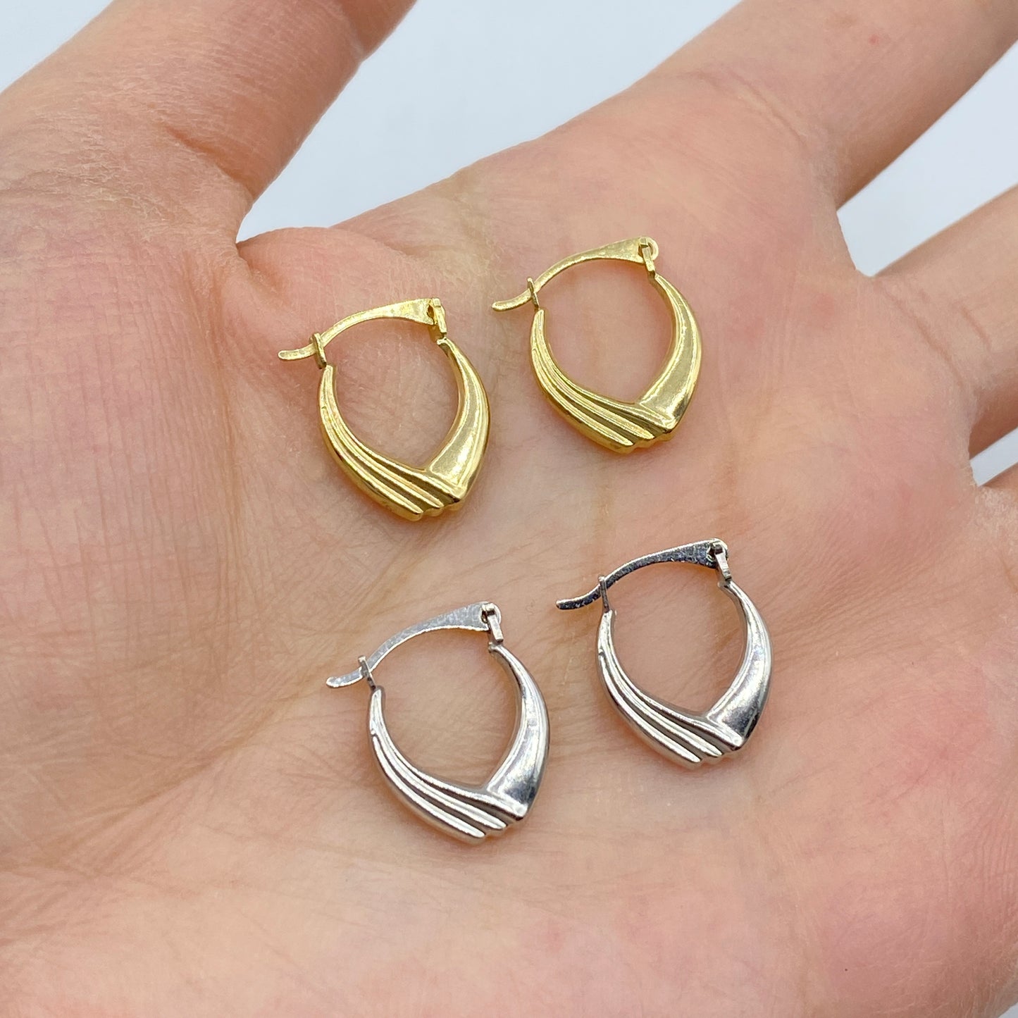 14K Pleated Hoop Earrings