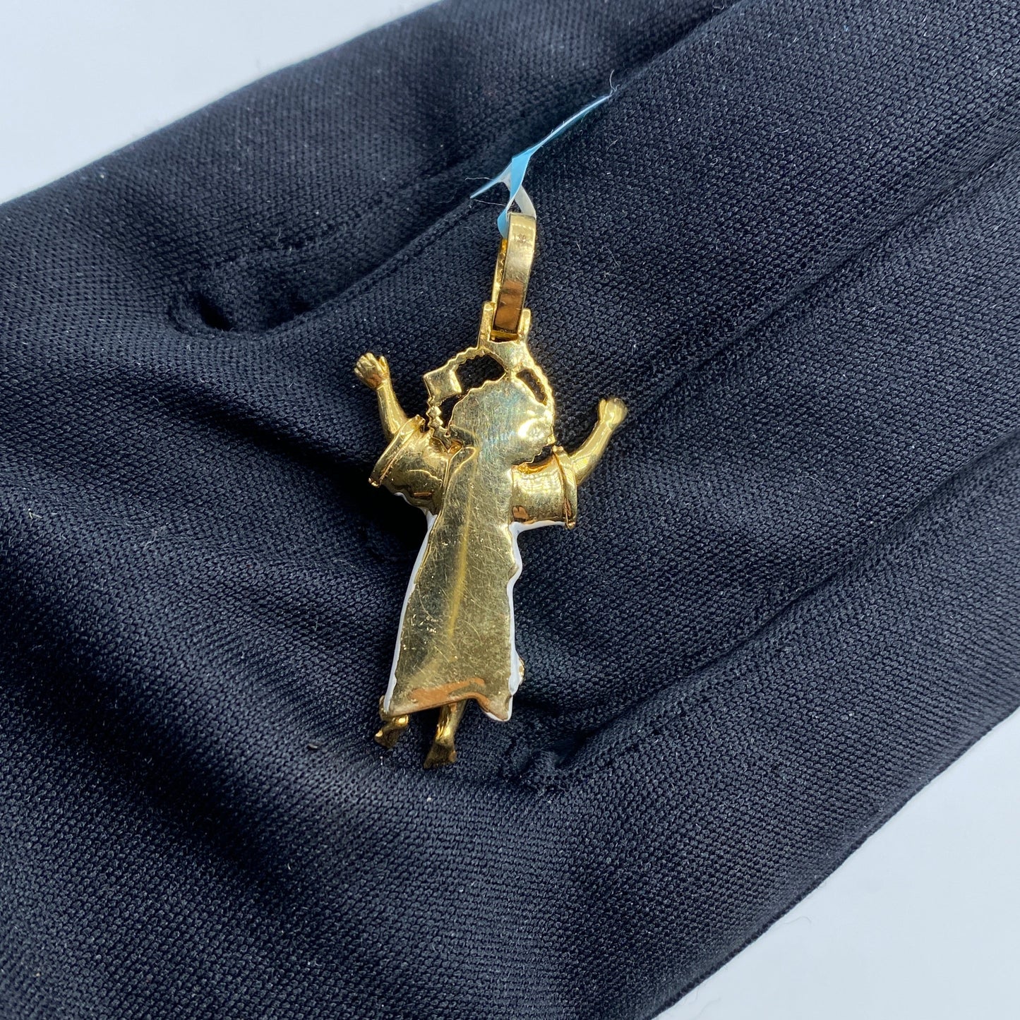 14K Baby Jesus Enamel Diamond Pendant