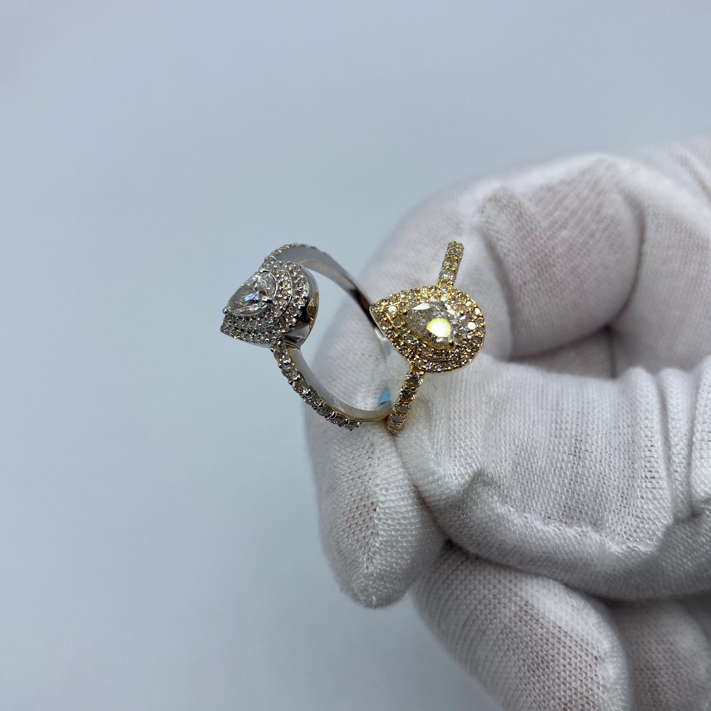 14K Large Pear Stone Diamond Engagement Ring