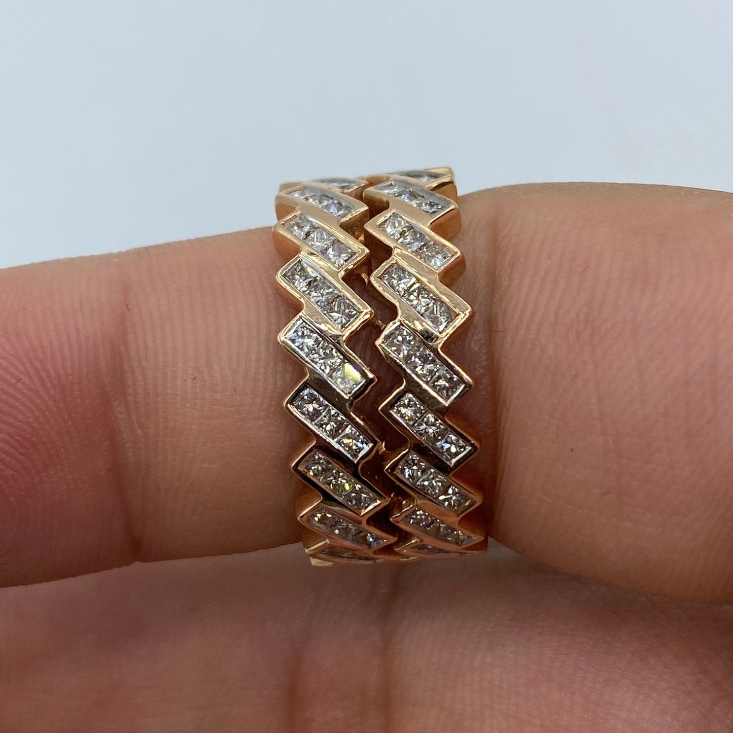 14K Double Eternity Baguette Cuban Link Ring