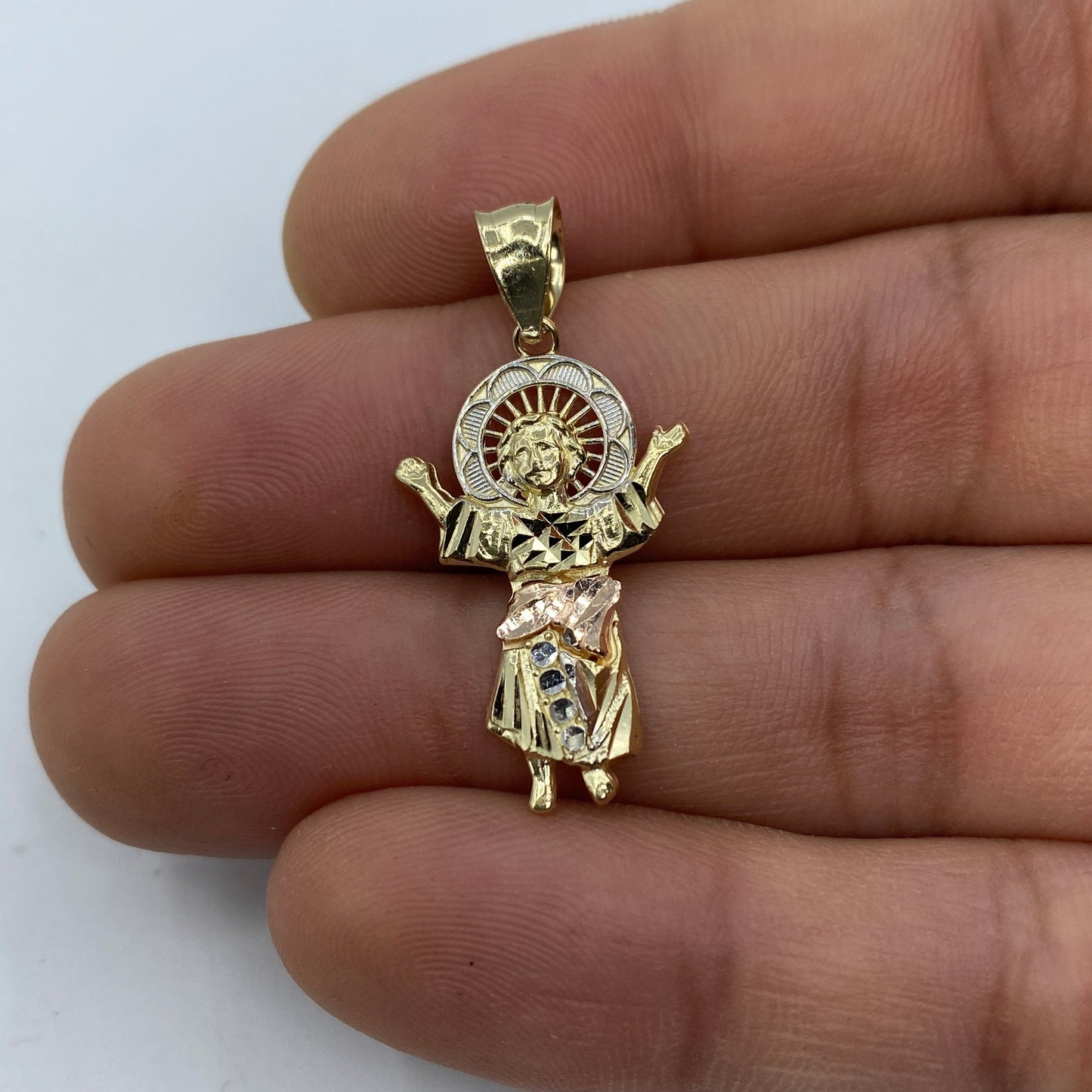 14K Jesus Save Us Pendant