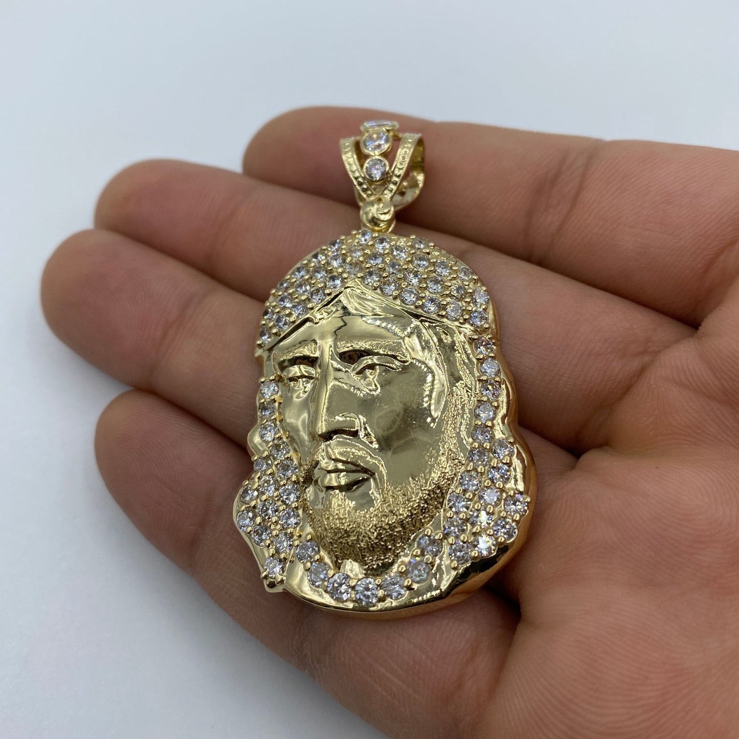 14K Jesus Head Pendant 2.2"