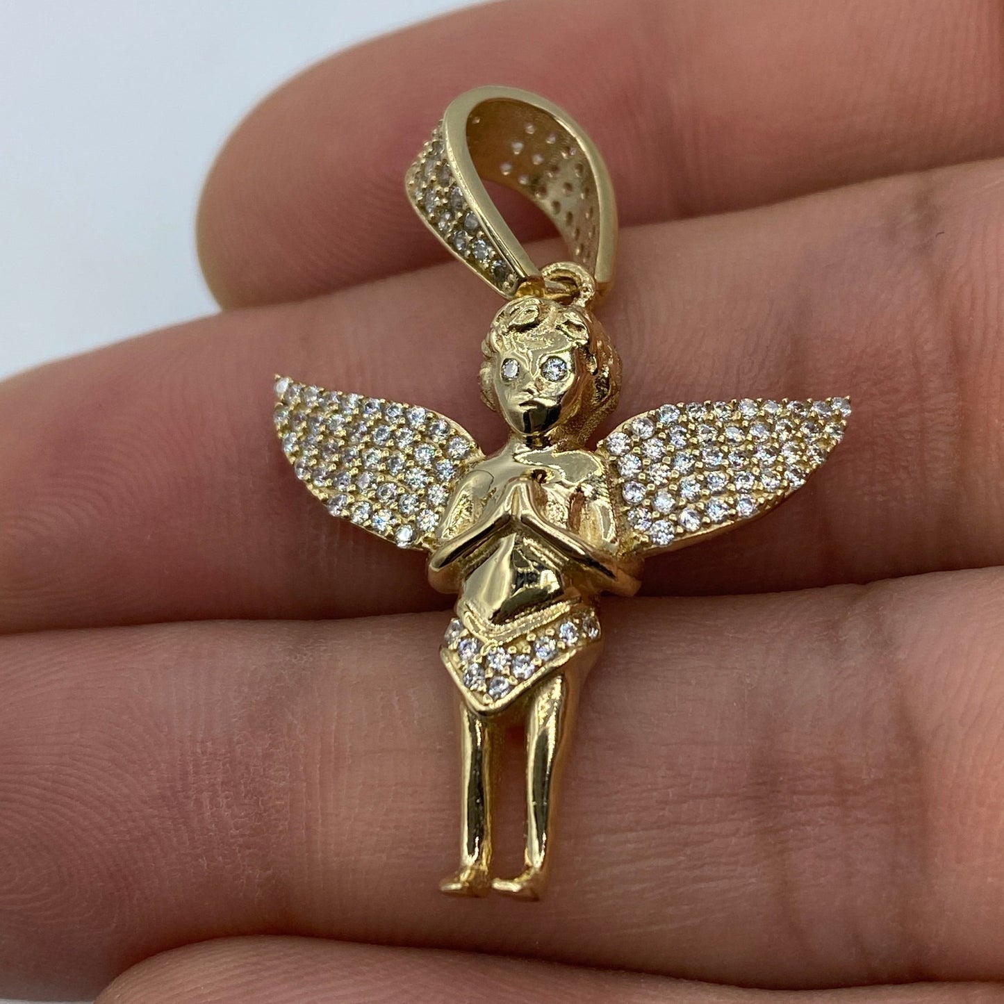 14K Baby Angel Pendant 1.4"