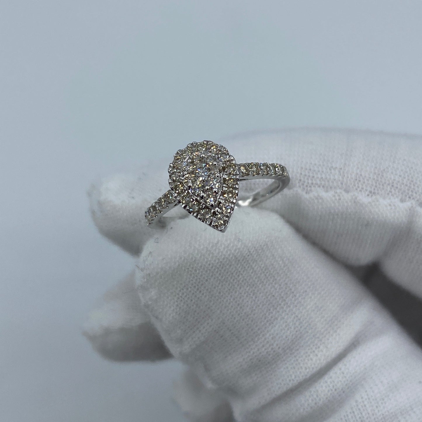 14K Small Pear Shape Diamond Engagement Ring