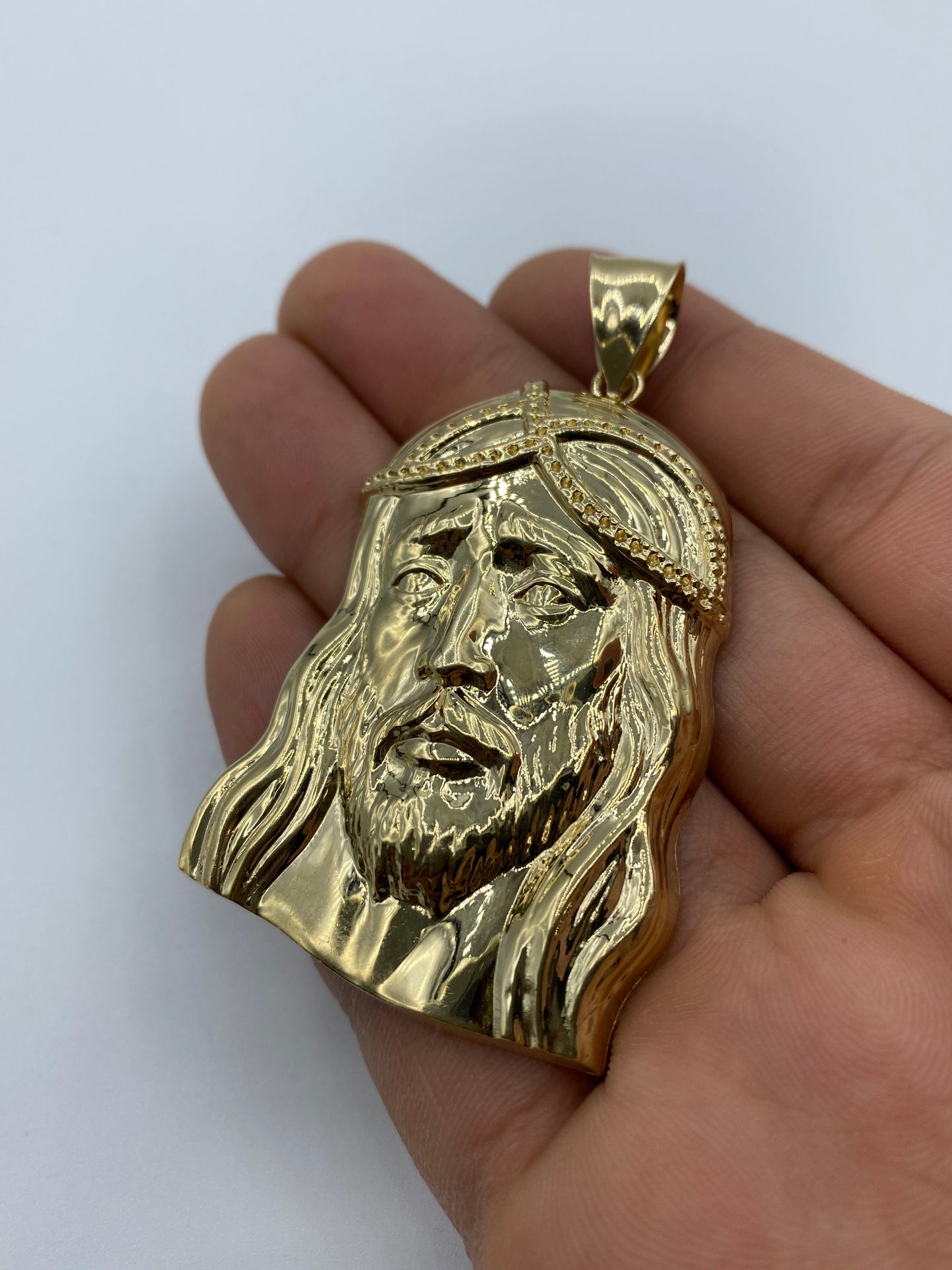 14K Jesus Head Pendant 2.75"