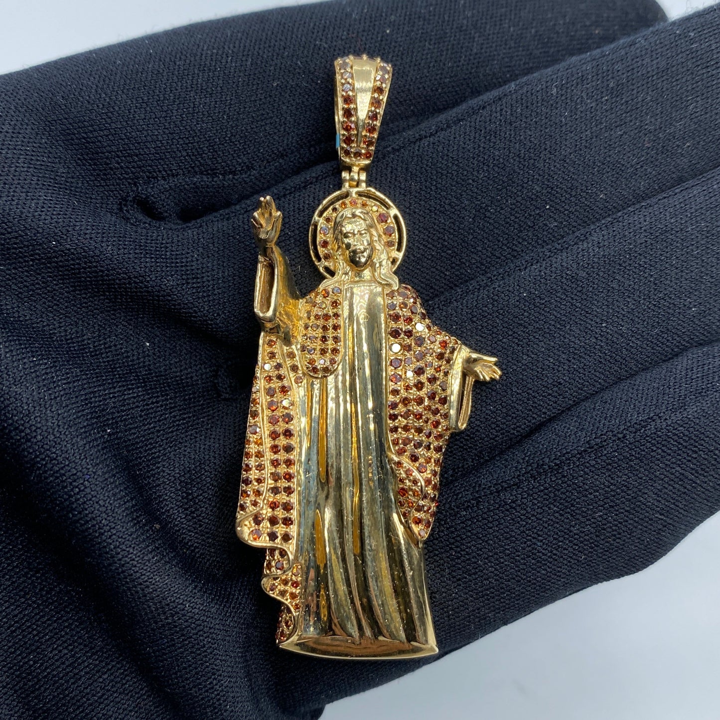 14K Jesus Diamond Pendant