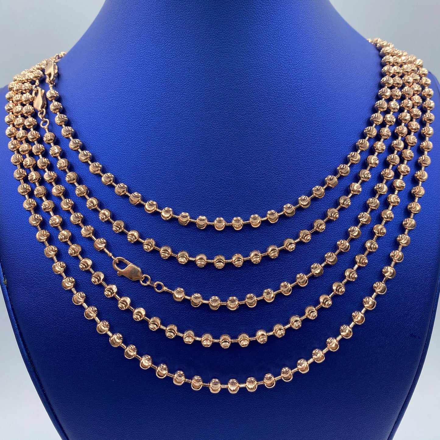 14K Rose Gold 5.2MM Moon Cut Chain 18-26"