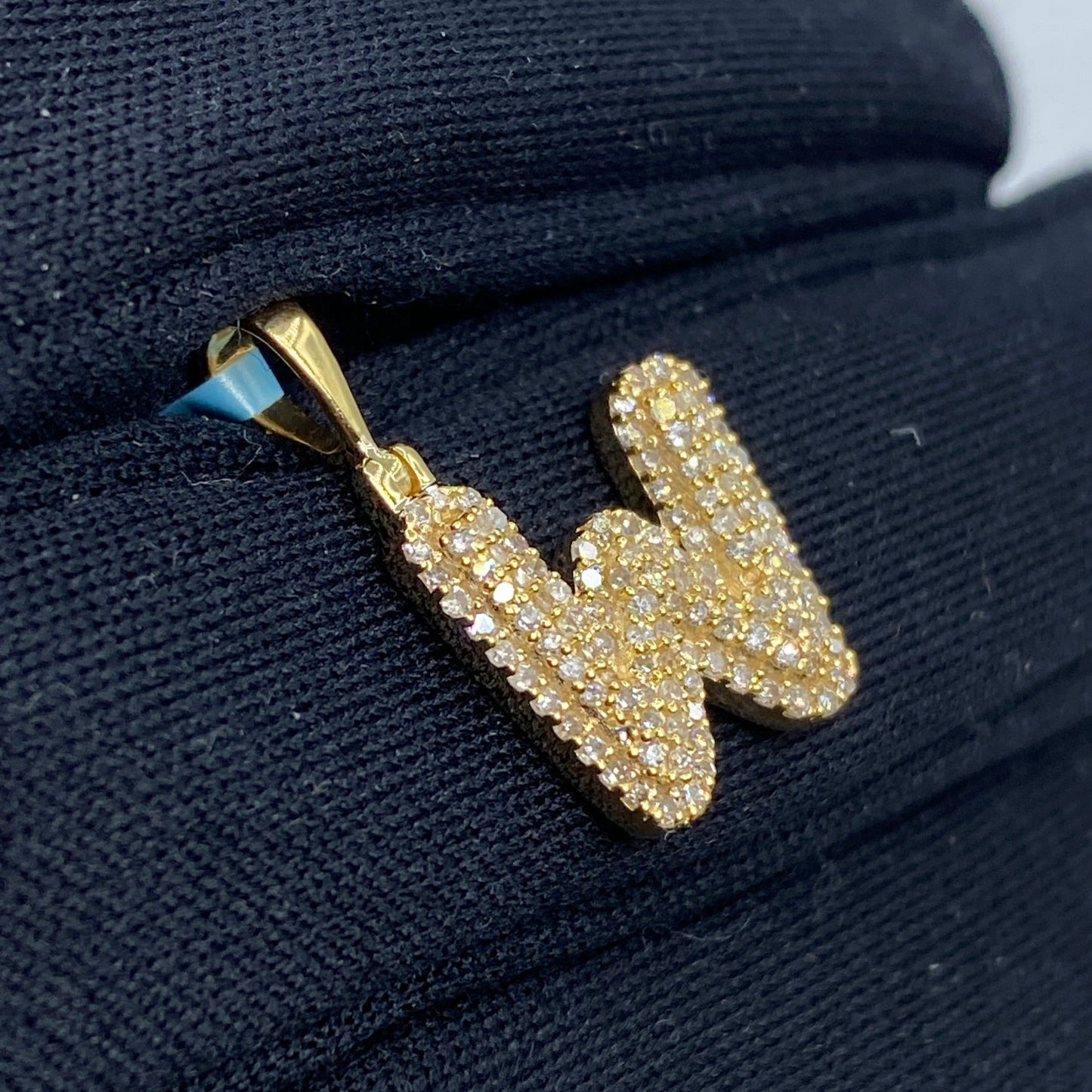 14k Initial W Bubble Pendant