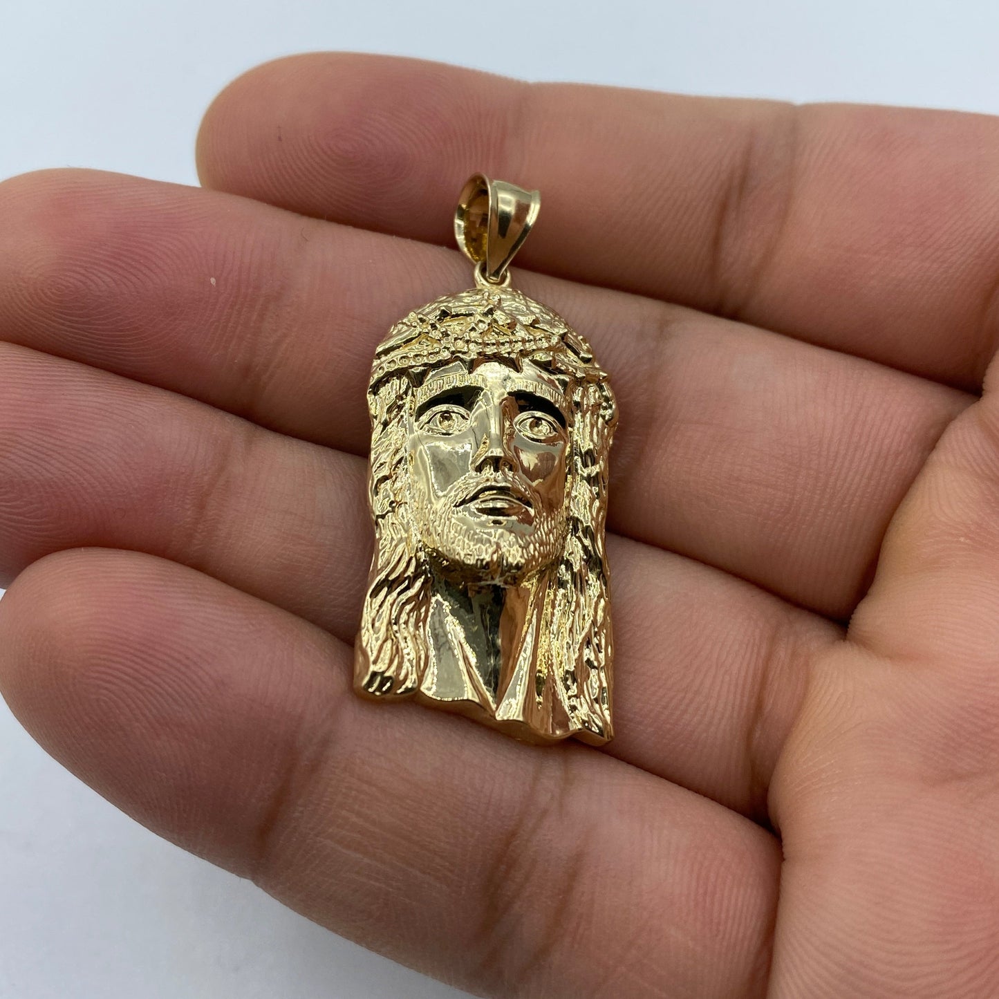 14K Jesus Head Pendant 1.6"