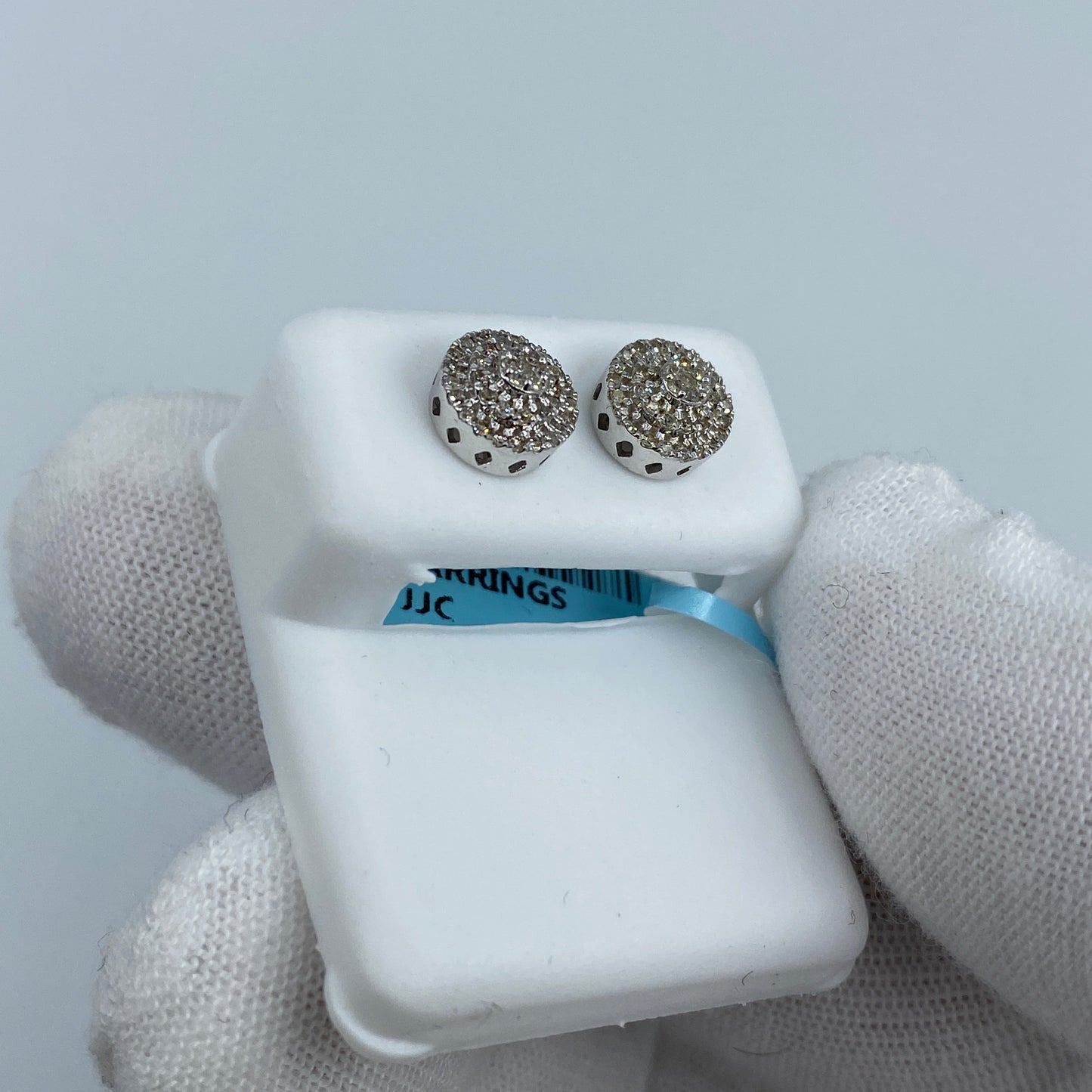 14K Small Circle Cake Diamond Earrings