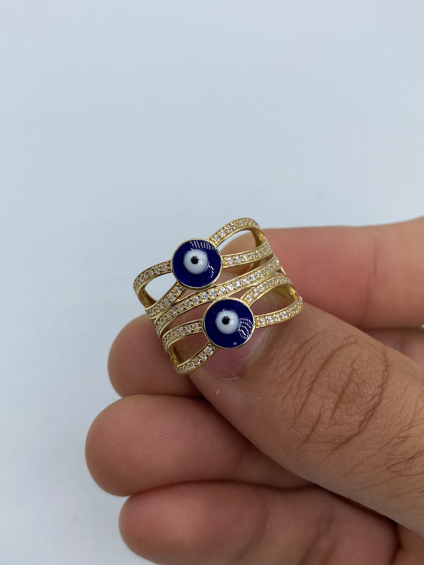 14K Evil Eye Wave Ring