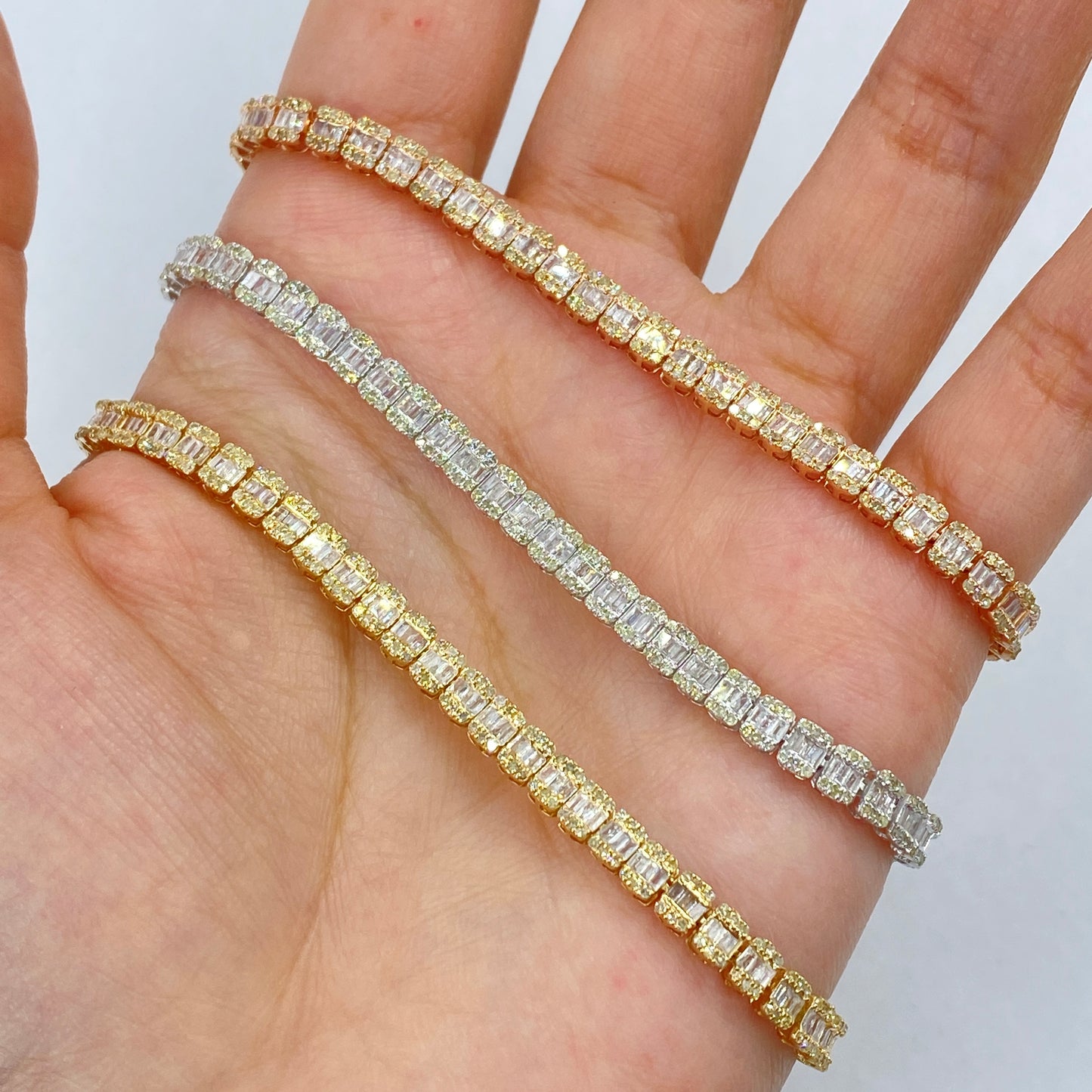14K 4.3MM Baguette Tennis Bracelet 7"
