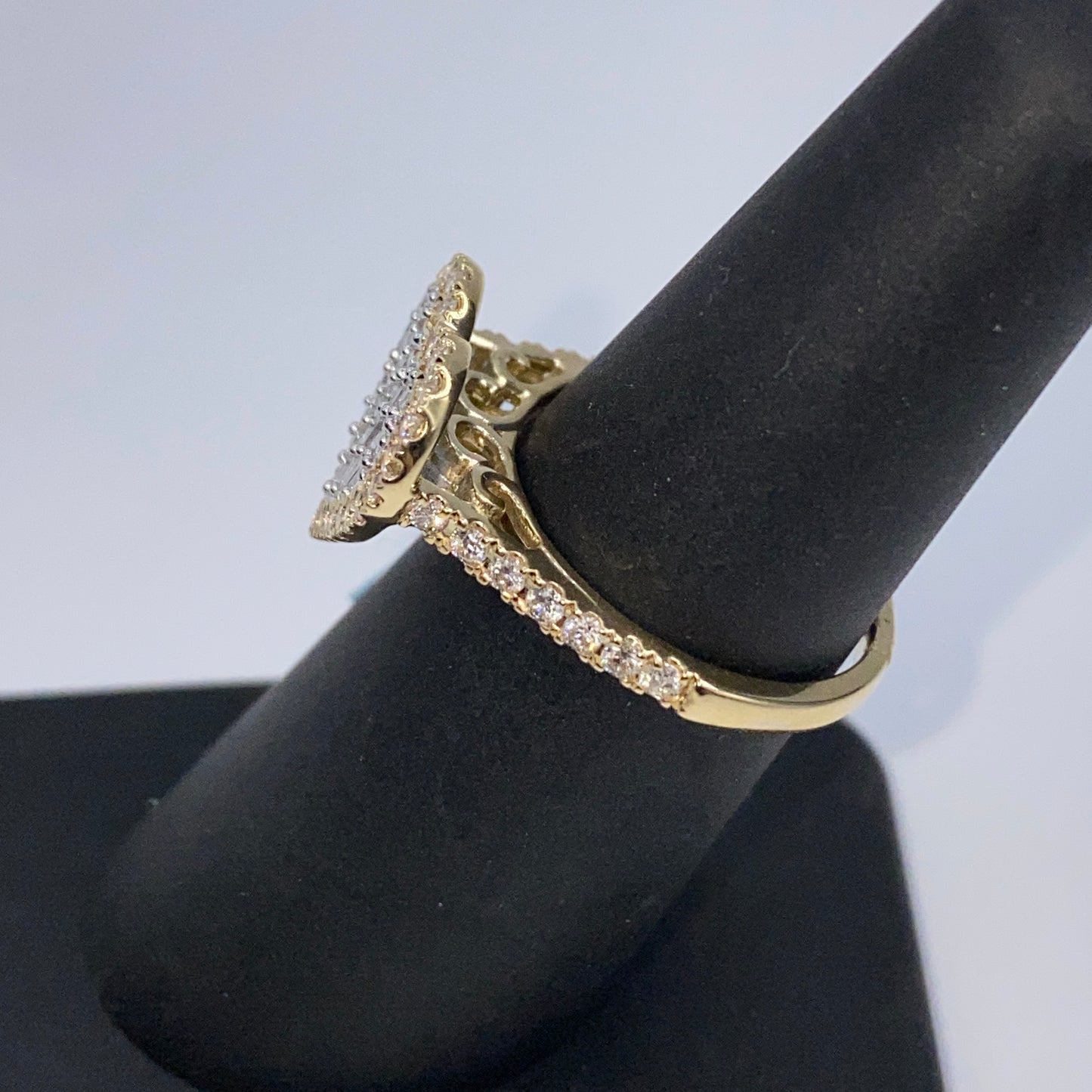 14K Effie Heart Halo Diamond Baguette Ring