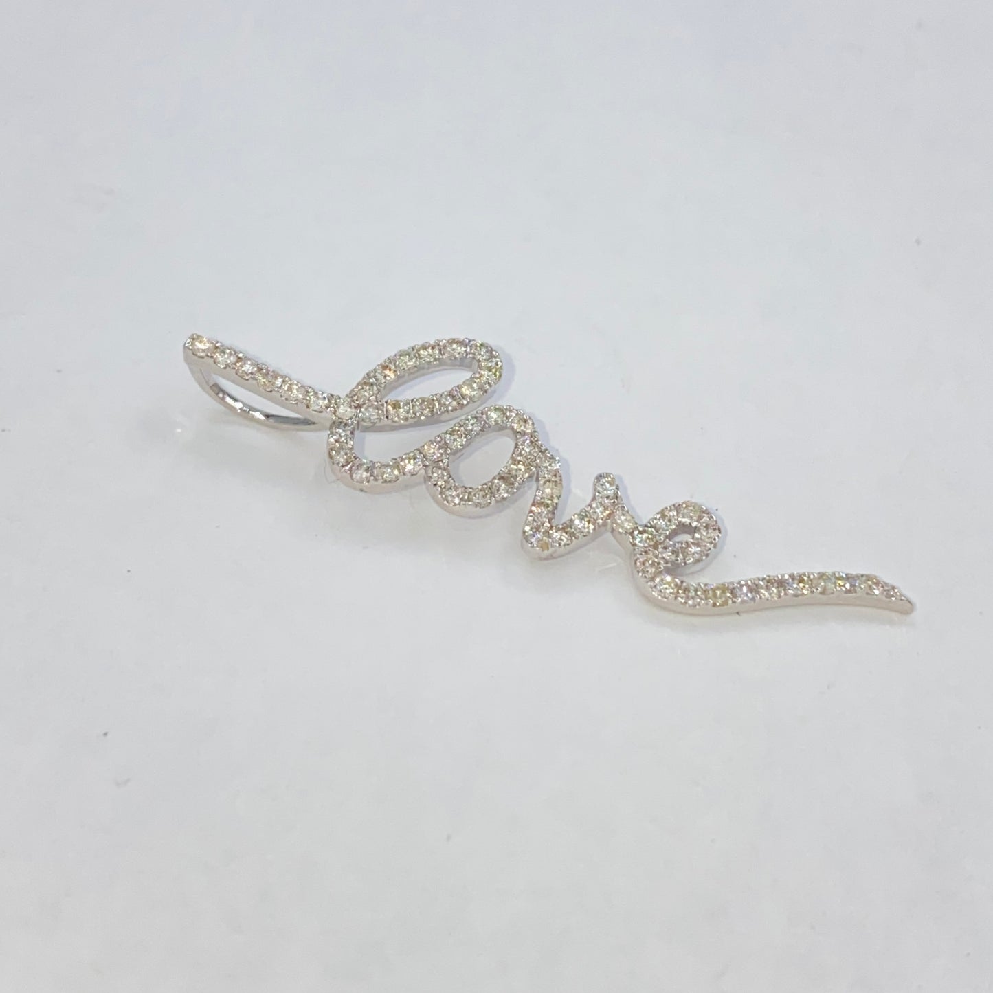 10K Love Script Diamond Pendant