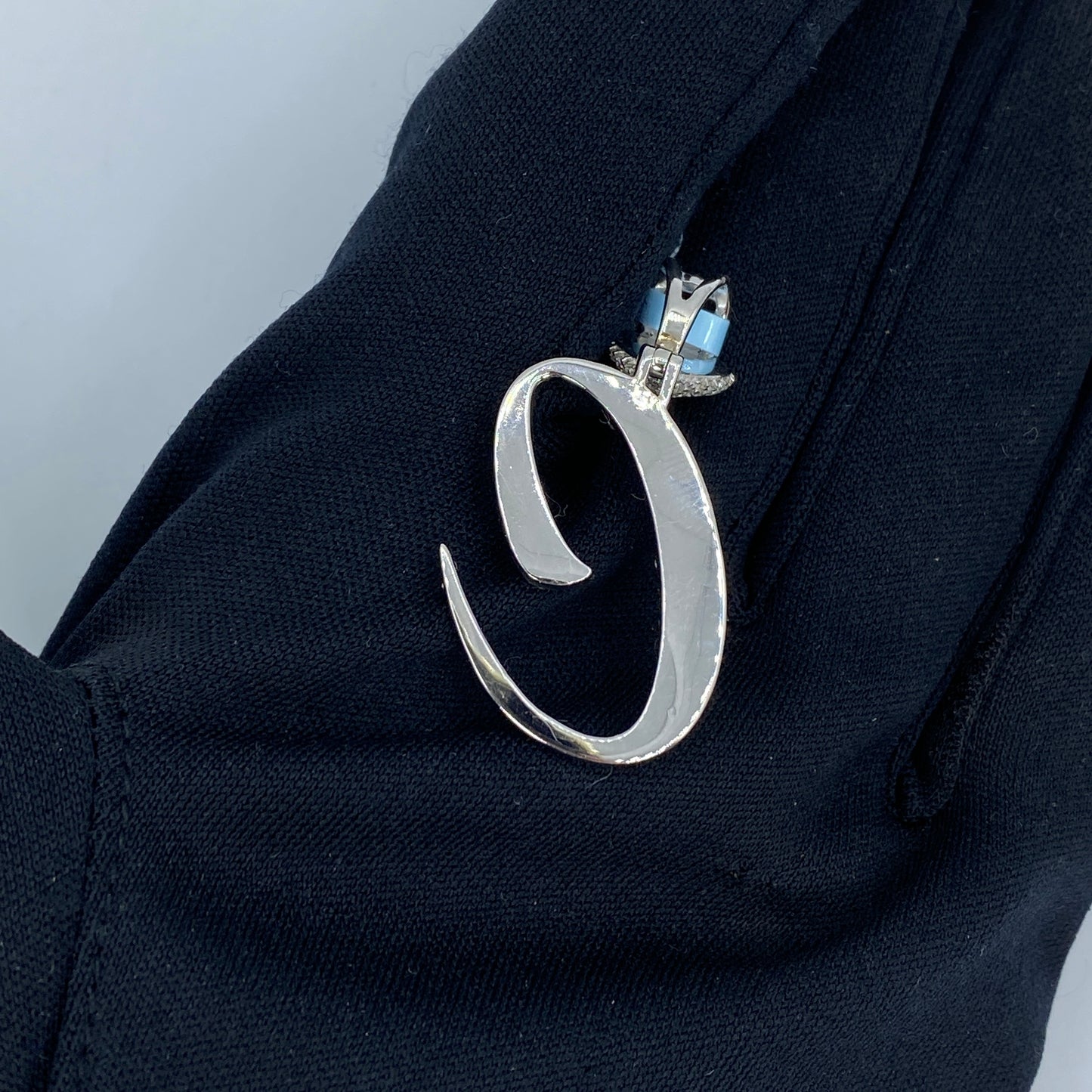 14k Initial C Script Heart Diamond Pendant