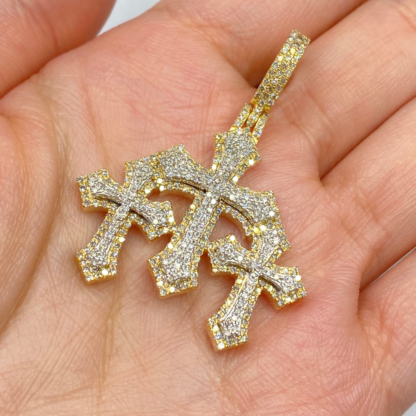 10K Trinity Cross Diamond Pendant