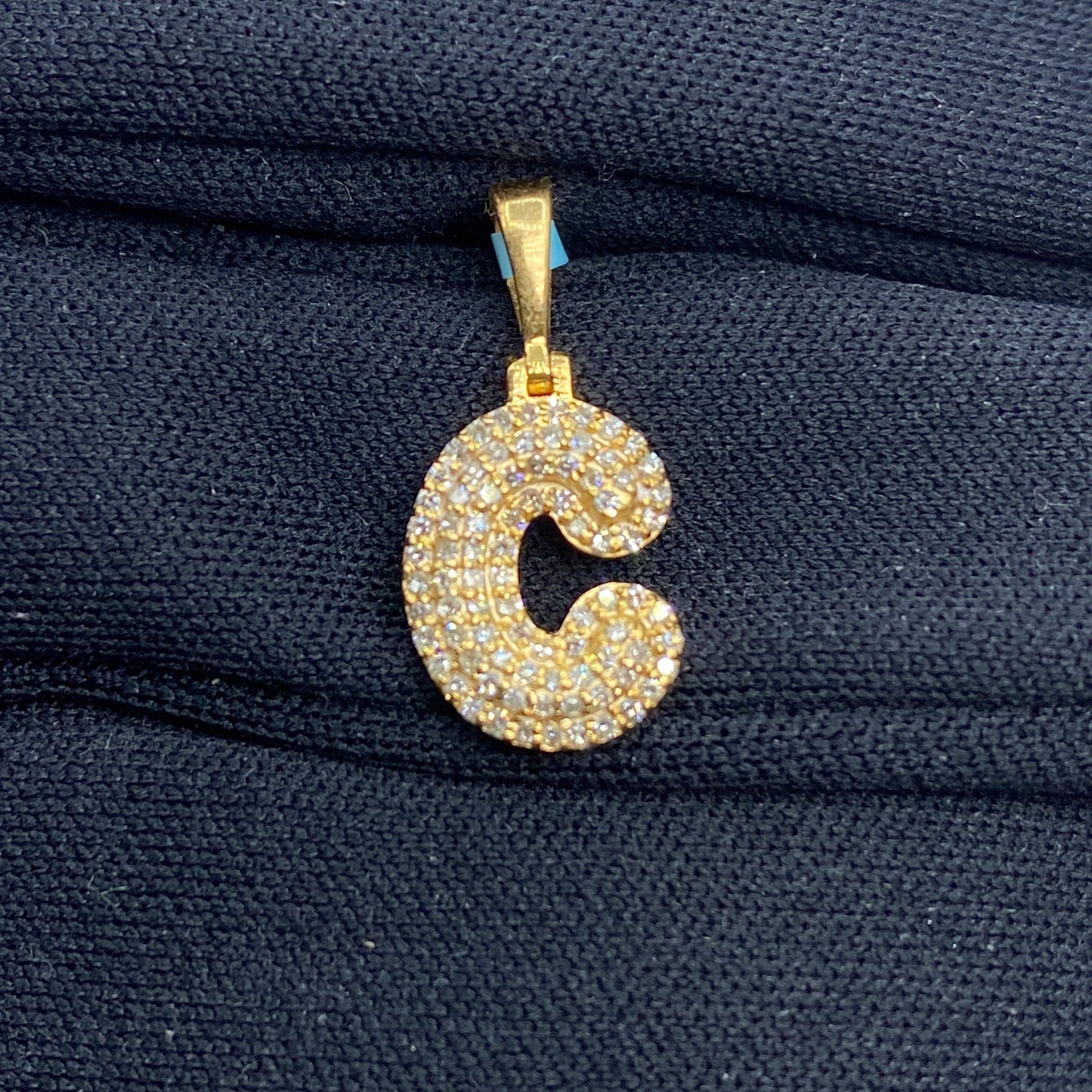 14k Initial C Bubble Pendant