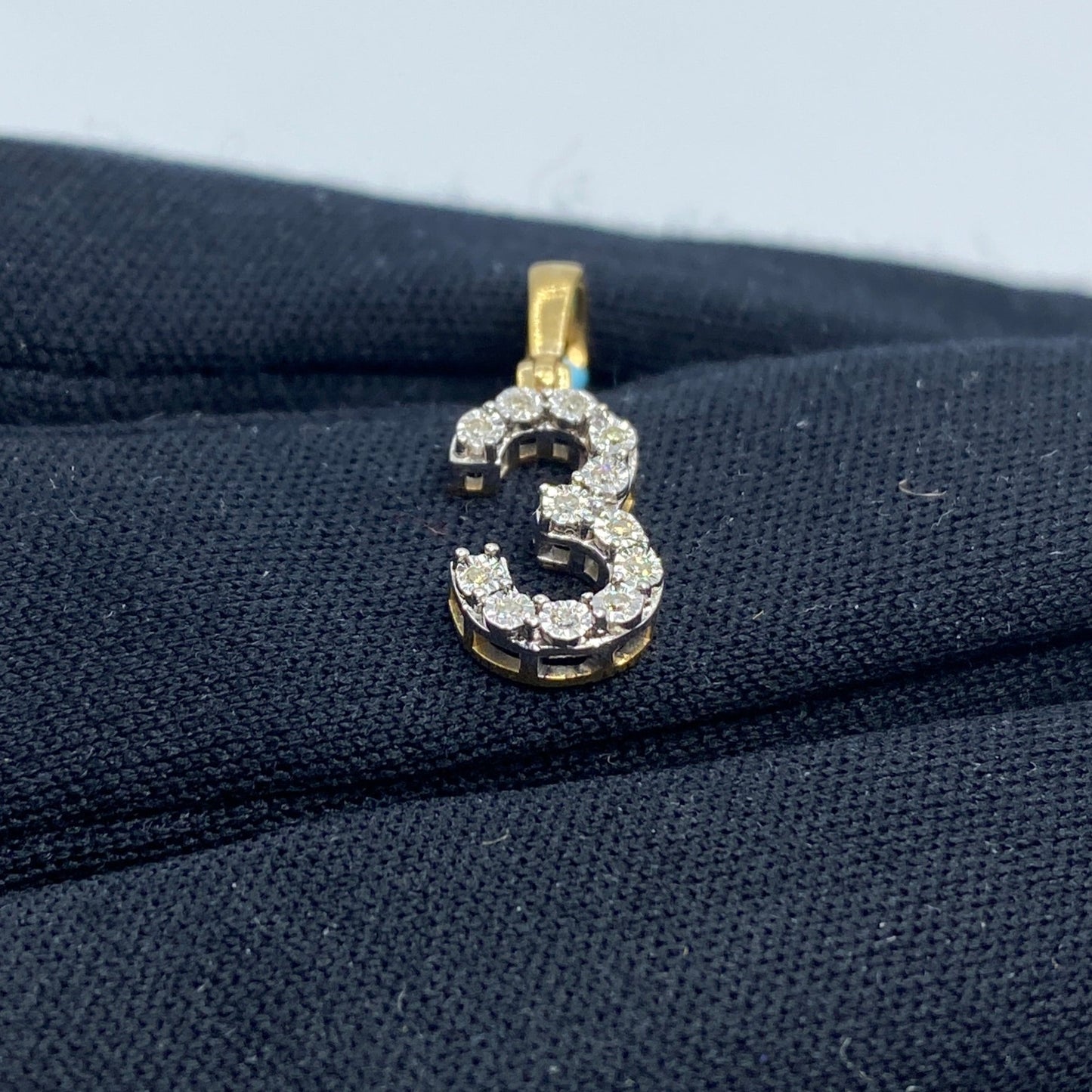 14k Number 3 Diamond Pendant