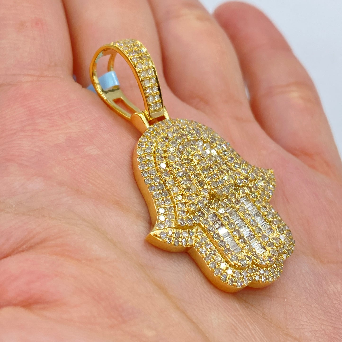 14K Jumbo Hamsa Diamond Pendant