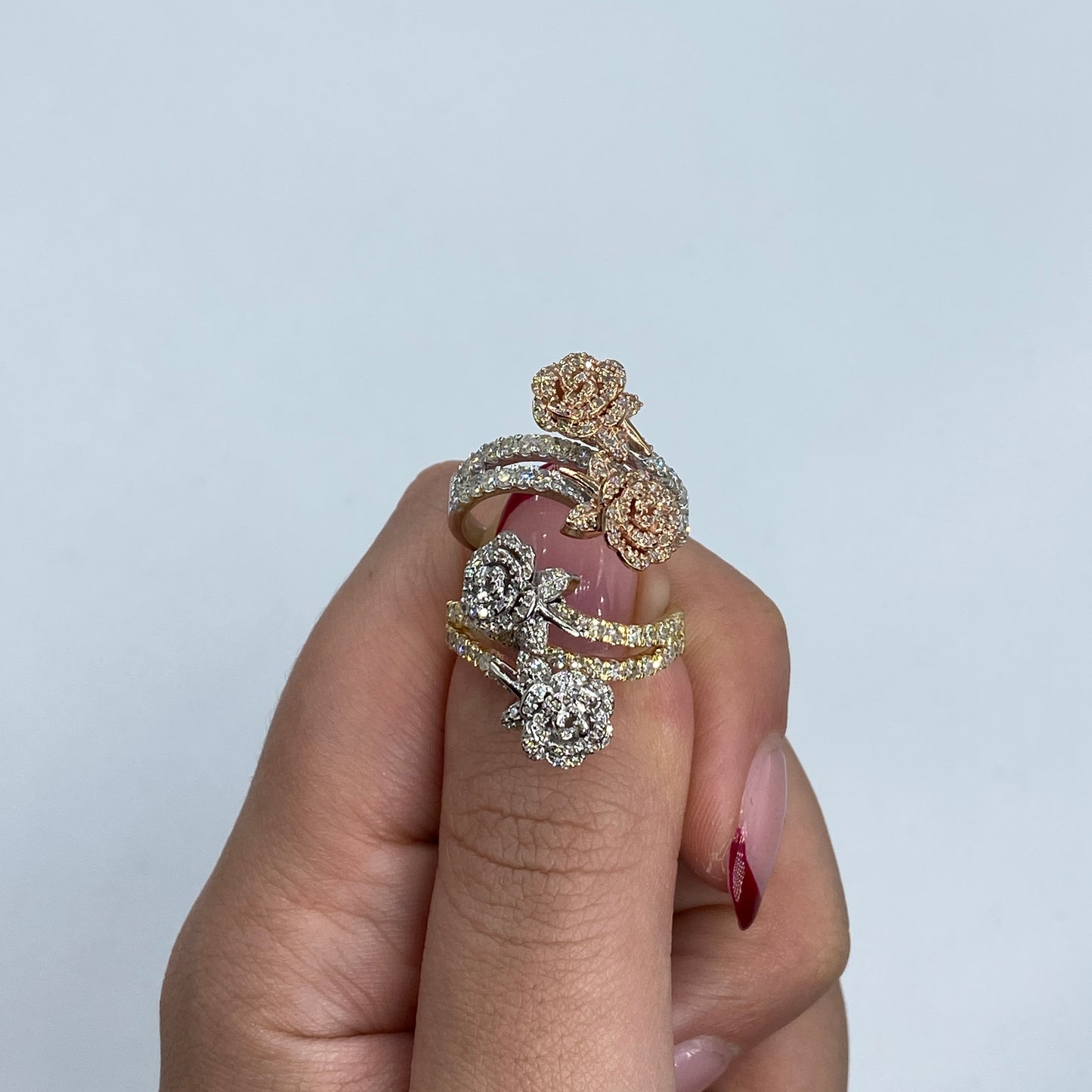 14K Two-Tone Flower Diamond Ring