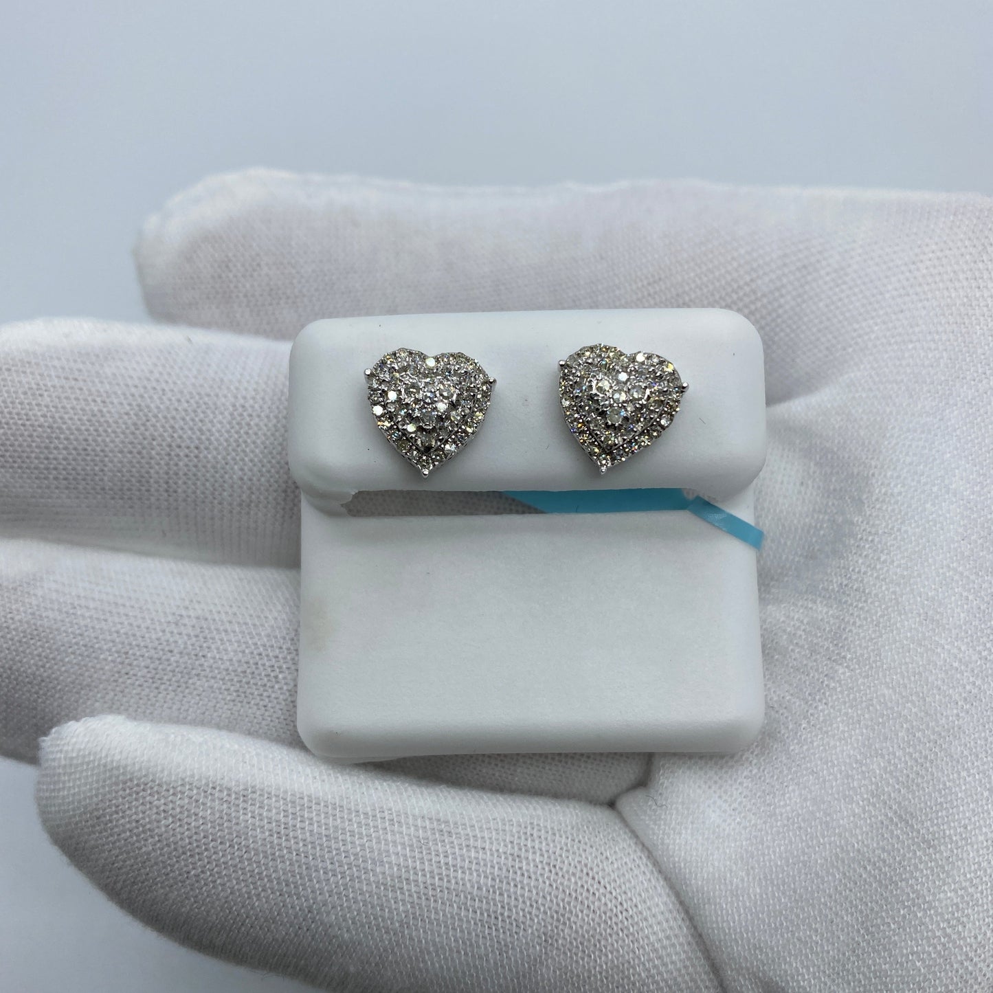14K Heart Halo Diamond Earrings