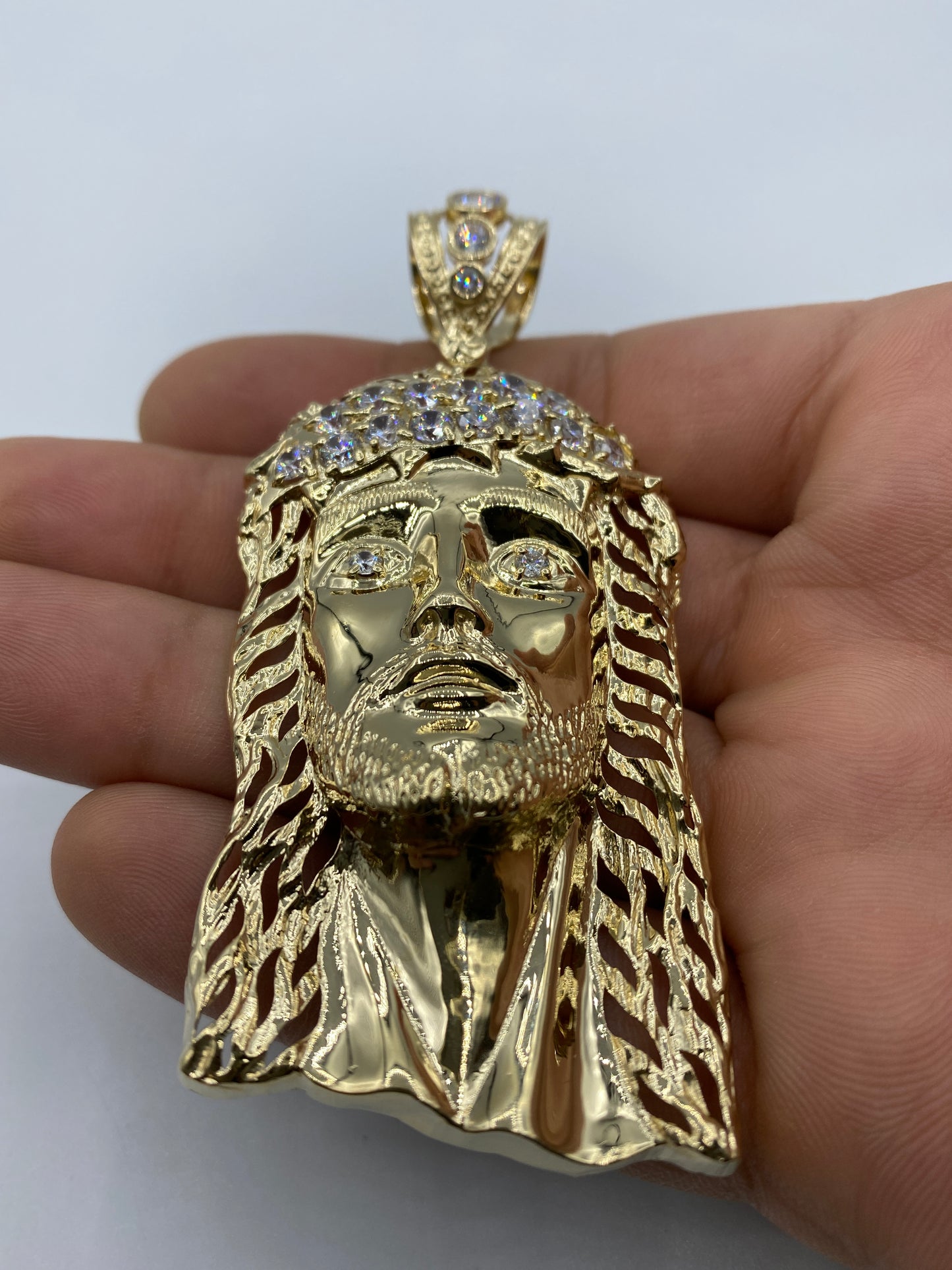 14K Jesus Head Pendant 3.5"