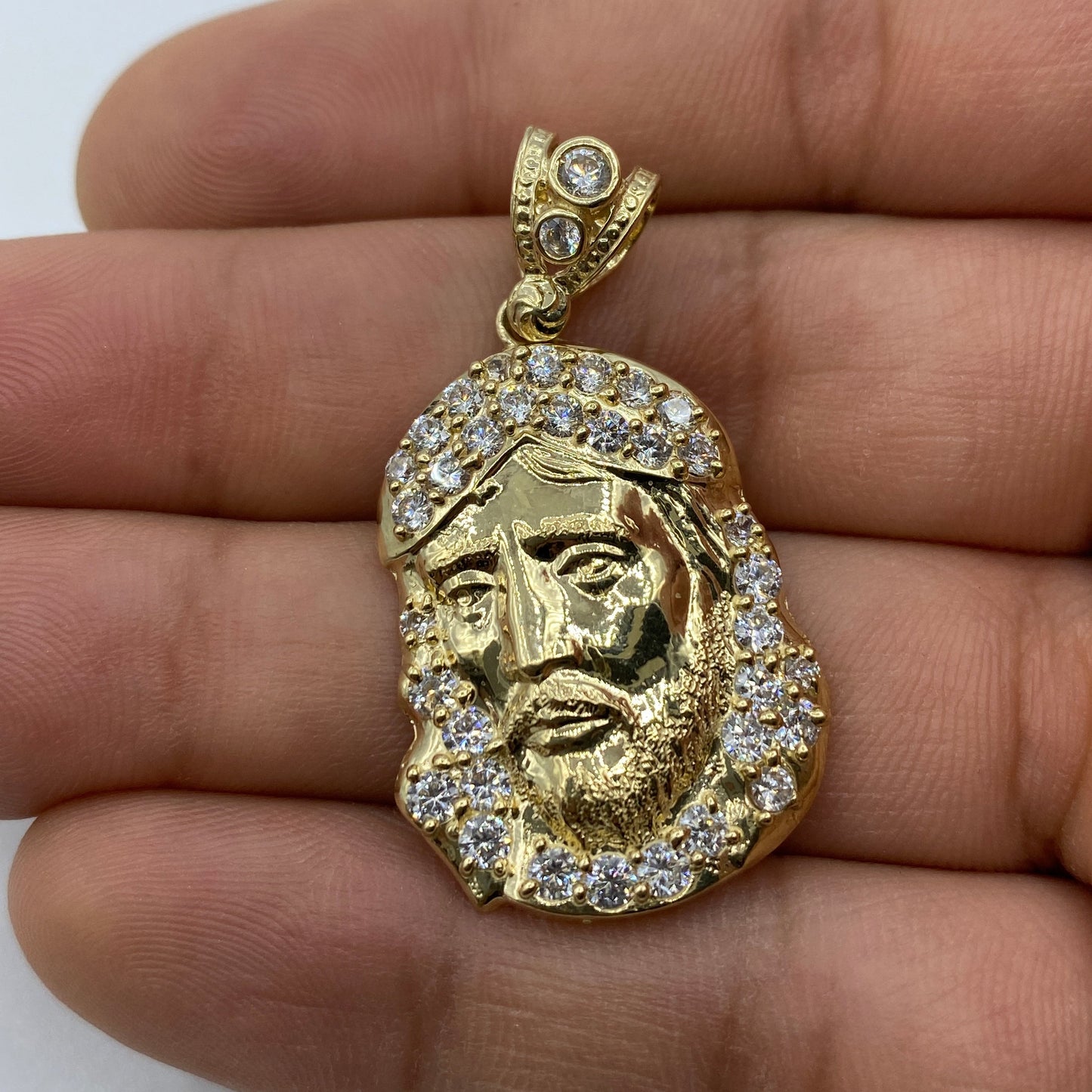 14K Jesus Head Pendant 1.5"