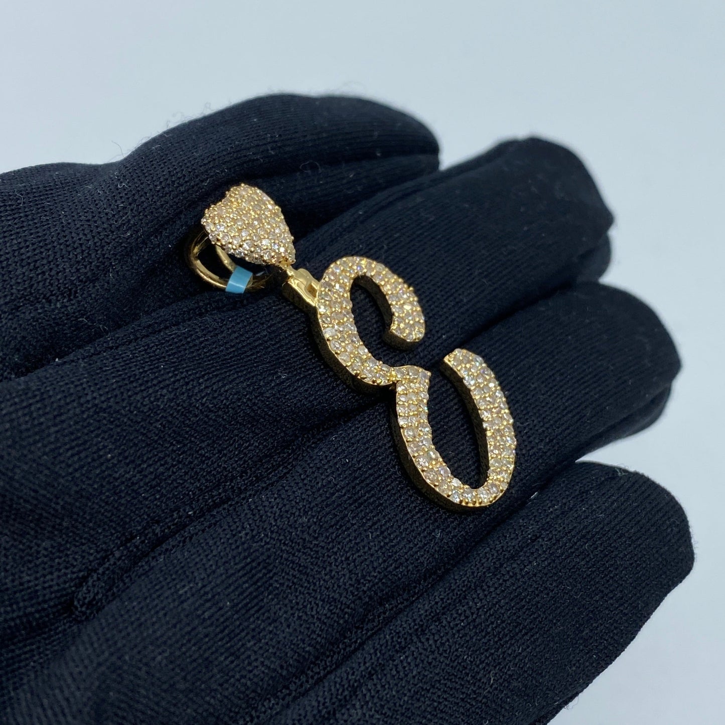 14k Initial E Script Heart Diamond Pendant