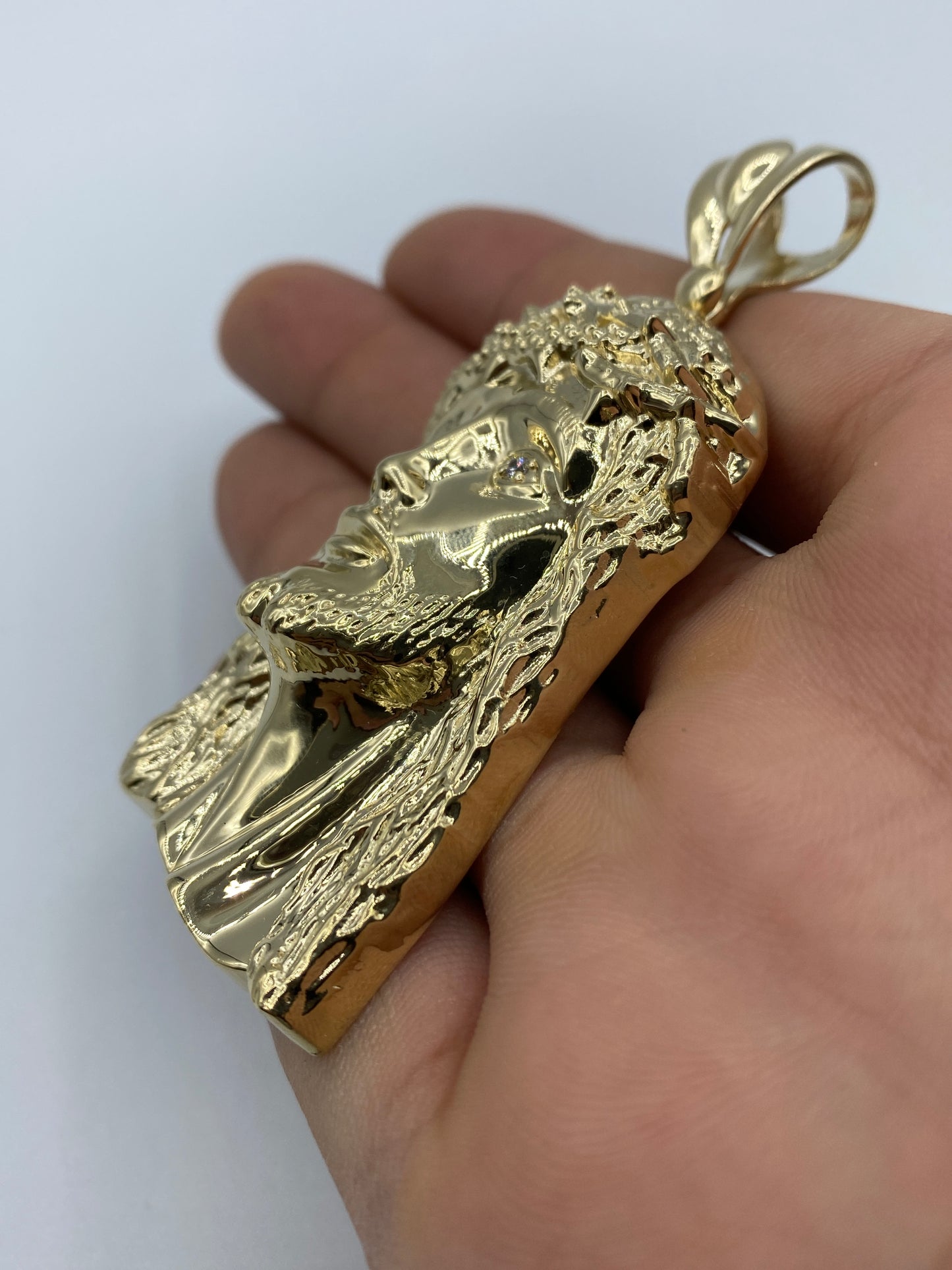 14K Jesus Head Pendant 3.25"