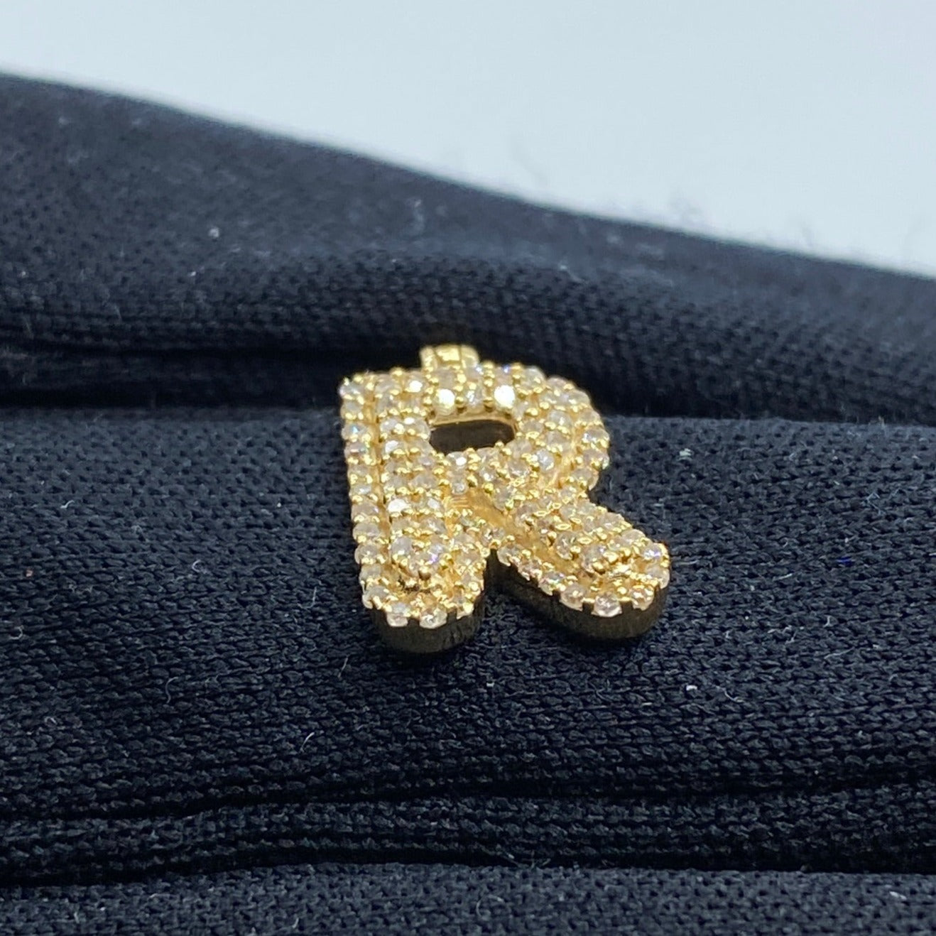 14k Initial R Bubble Pendant