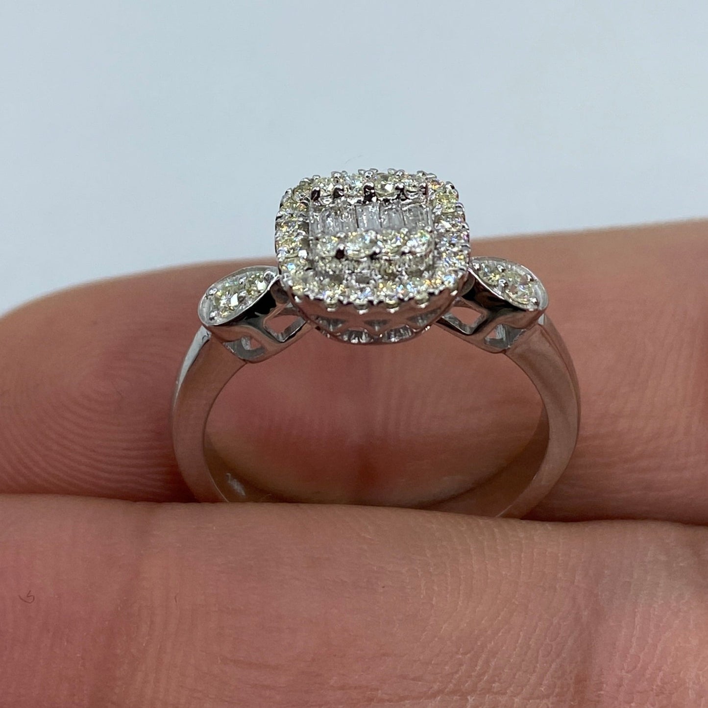 14K Square Diamond Baguette Engagement Ring