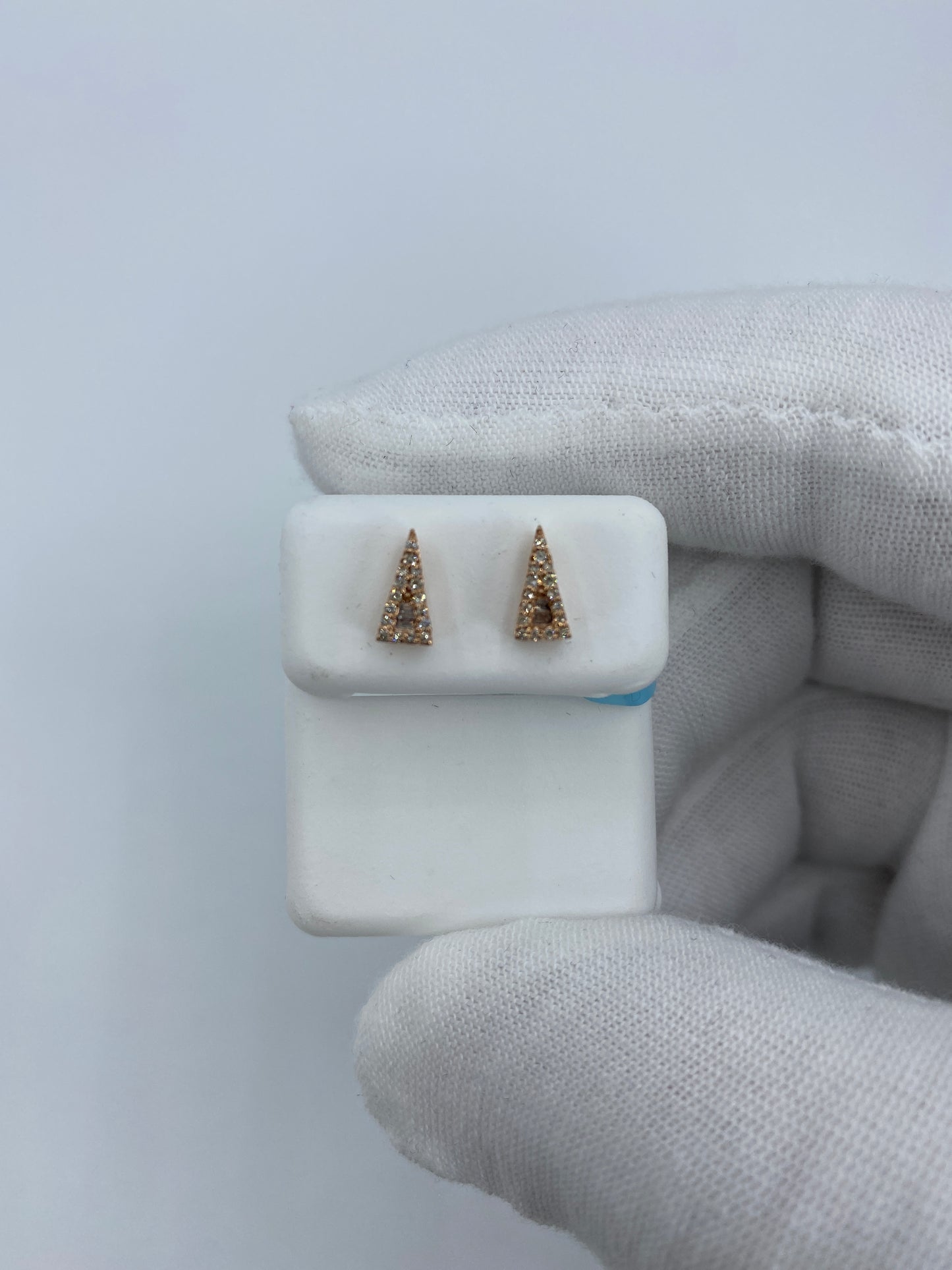 14K Small Isosceles Triangle Diamond Baguette Earrings