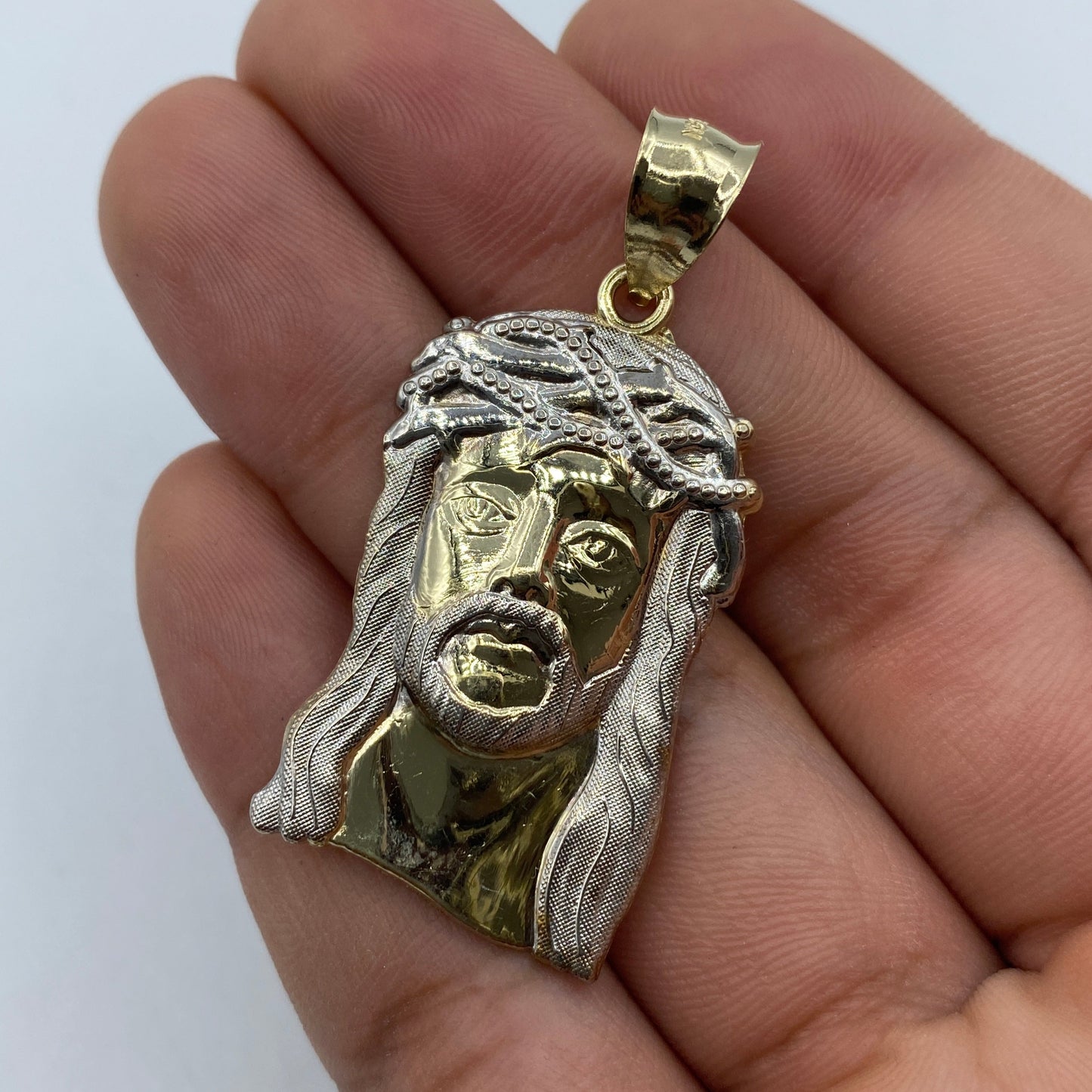 14K Jesus Head Pendant 1.9"