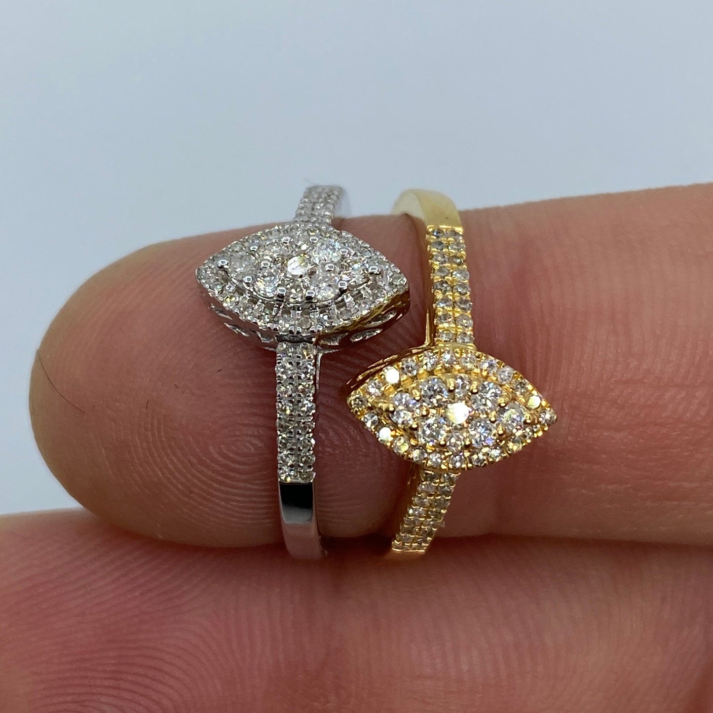 14K Almond Diamond Engagement Ring