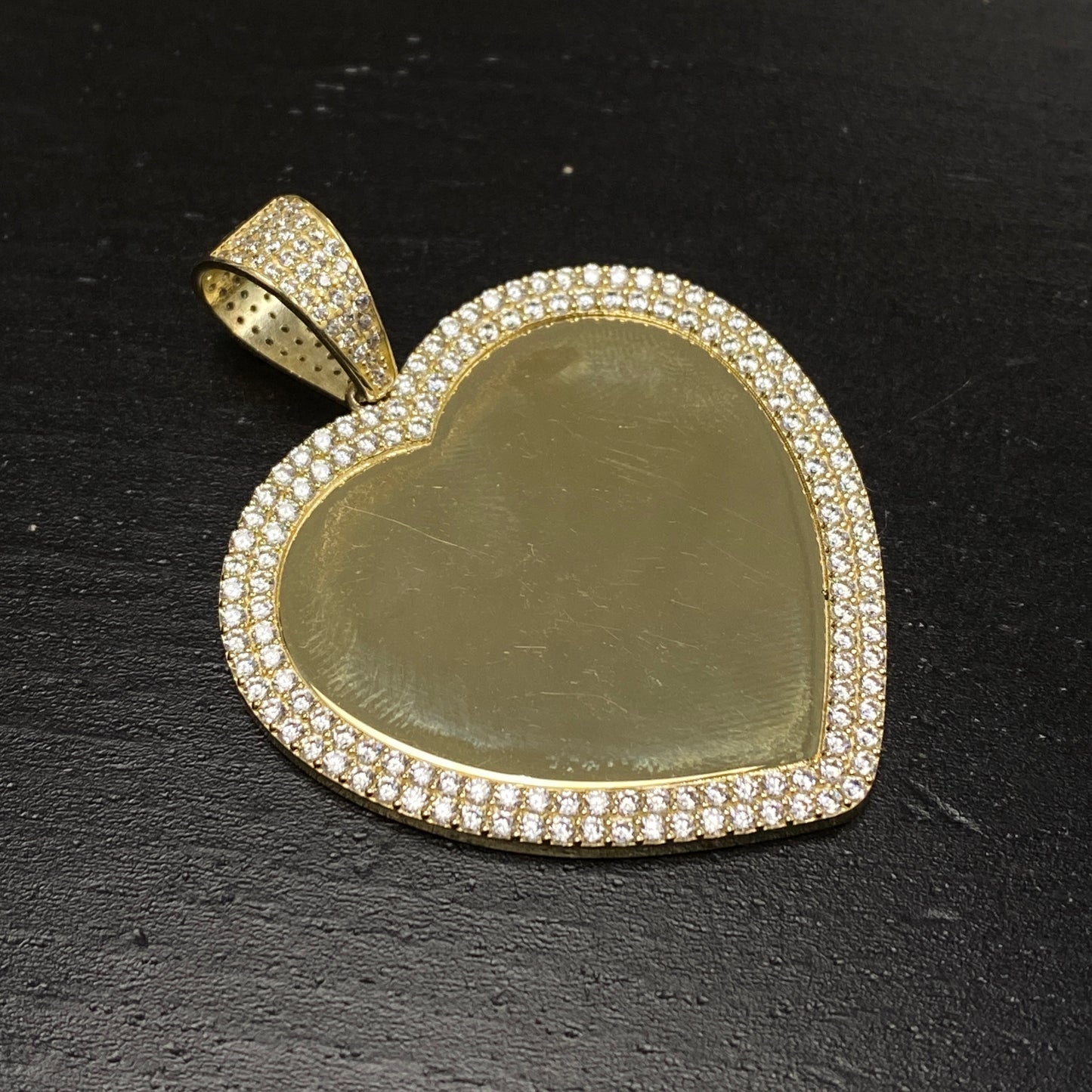 10K Double Halo Heart Photo Pendant