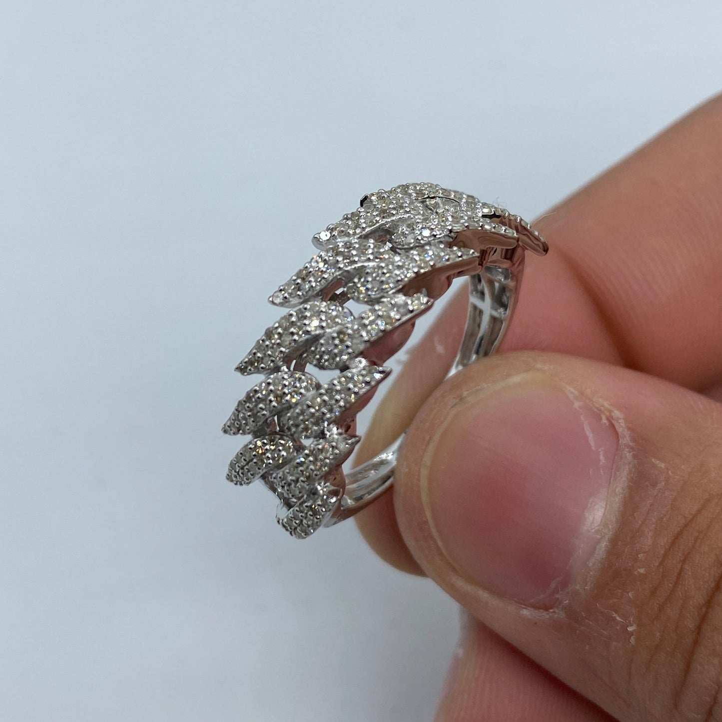 14K Gold 9MM Cuban Thorn Link Diamond Ring