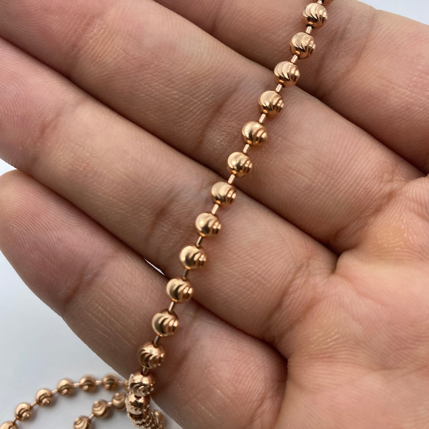 14K Rose Gold 4.2MM Moon Cut Chain 16-22"