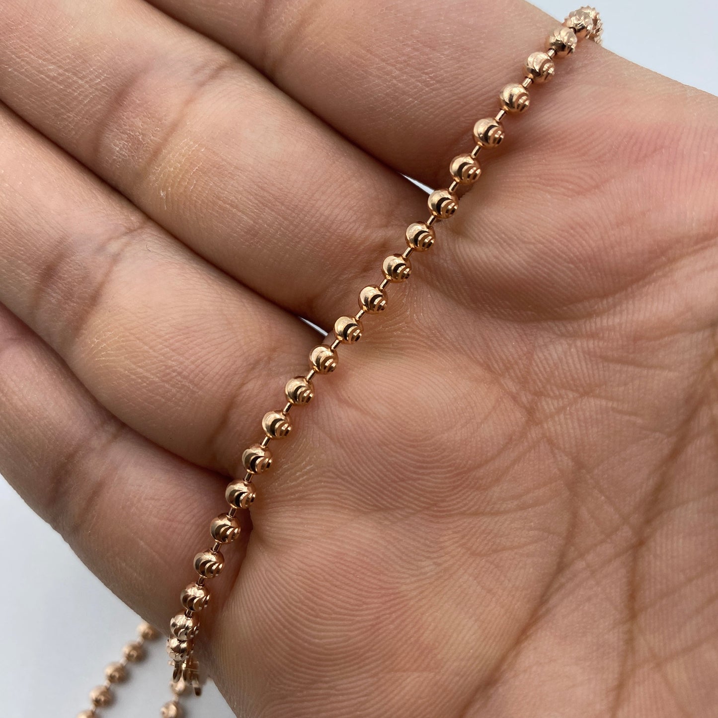 14K Rose Gold 3.2MM Moon Cut Chain 16-20"