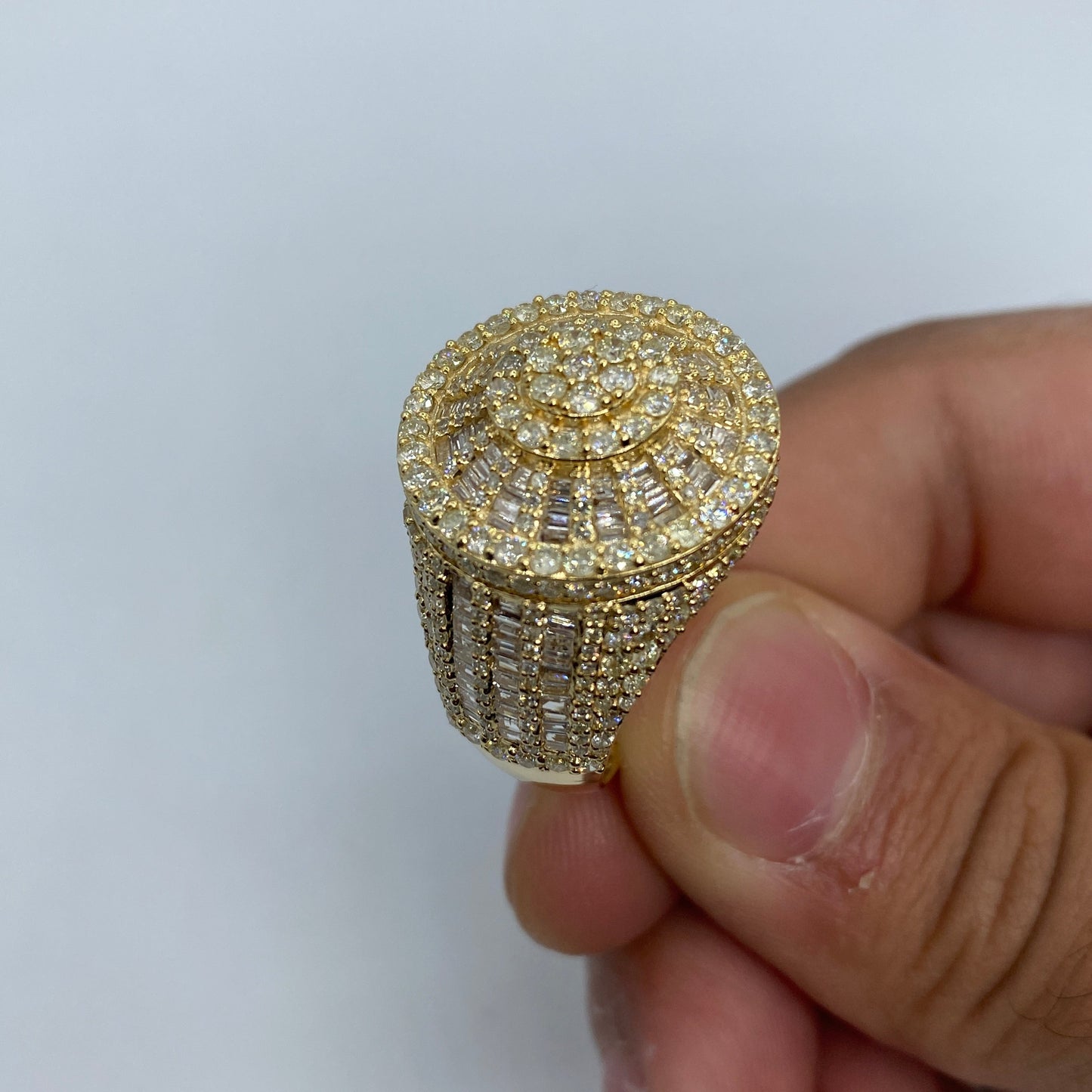 14K Circle Web Diamond Baguette Ring